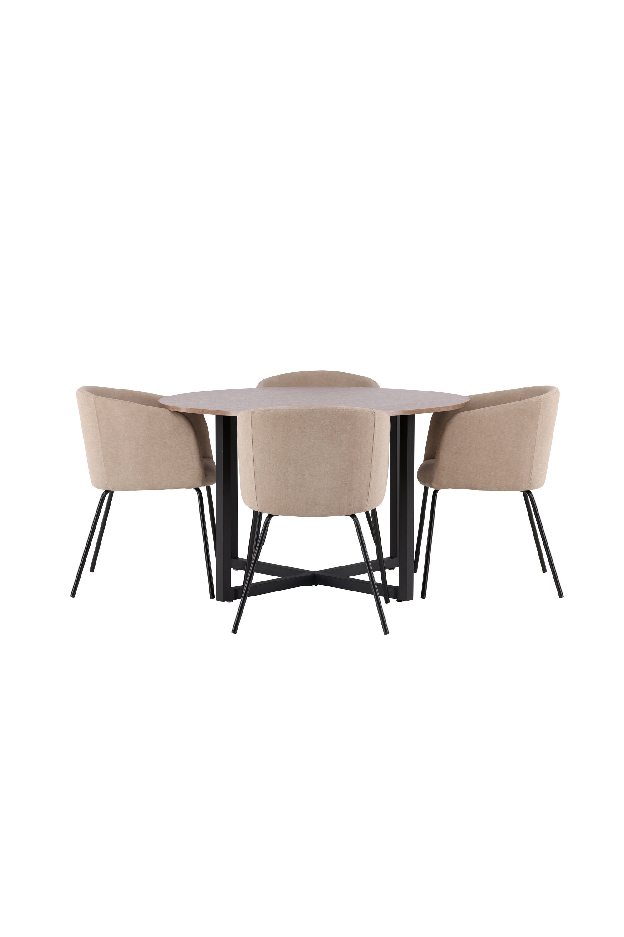 Durango Esszimmerset + Berit ⌀120cm/4St. in Beige, Schwarz präsentiert im Onlineshop von KAQTU Design AG. Esszimmerset ist von Venture Home