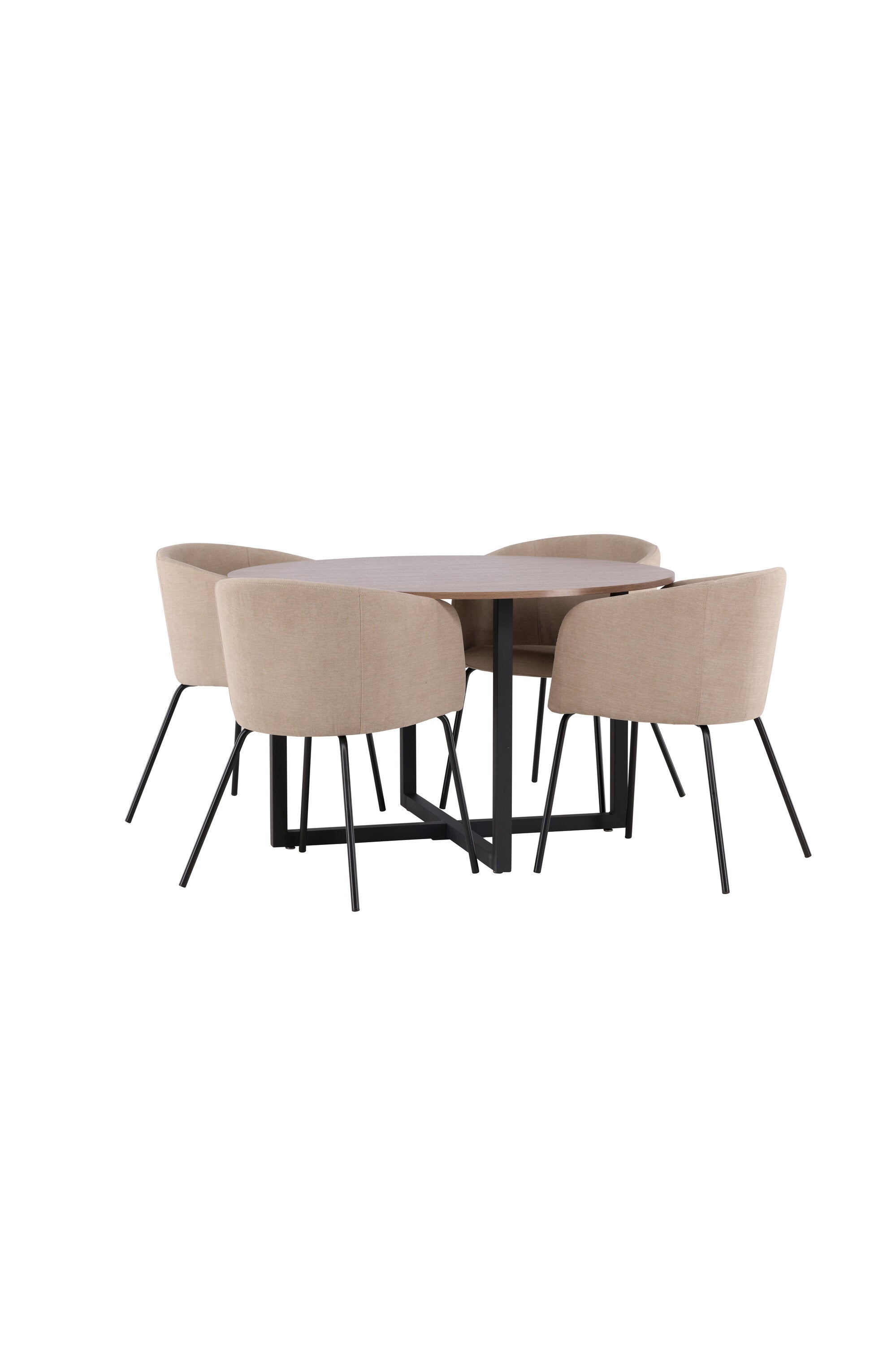 Durango Esszimmerset + Berit ⌀120cm/4St. in Beige, Schwarz präsentiert im Onlineshop von KAQTU Design AG. Esszimmerset ist von Venture Home