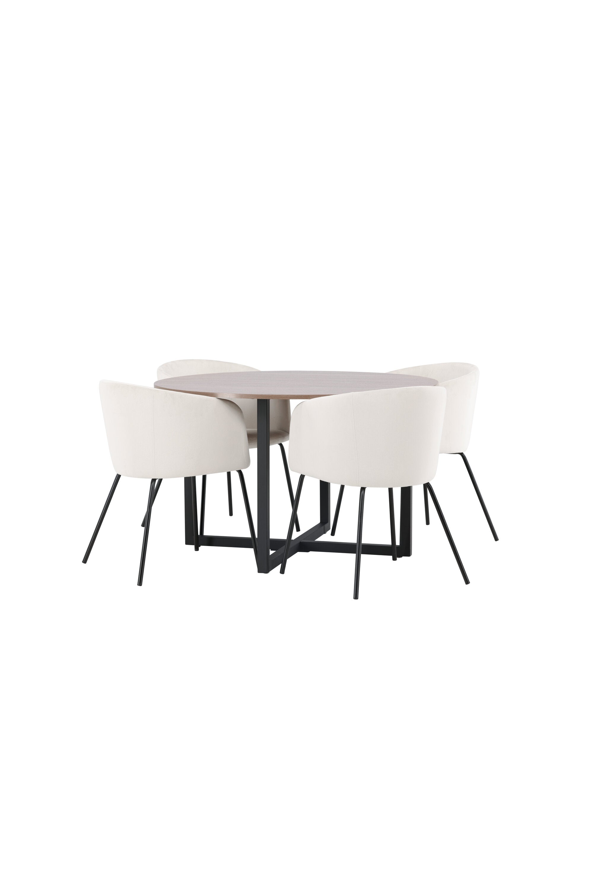 Durango Esszimmerset + Berit ⌀120cm/4St. in Beige, Schwarz präsentiert im Onlineshop von KAQTU Design AG. Esszimmerset ist von Venture Home