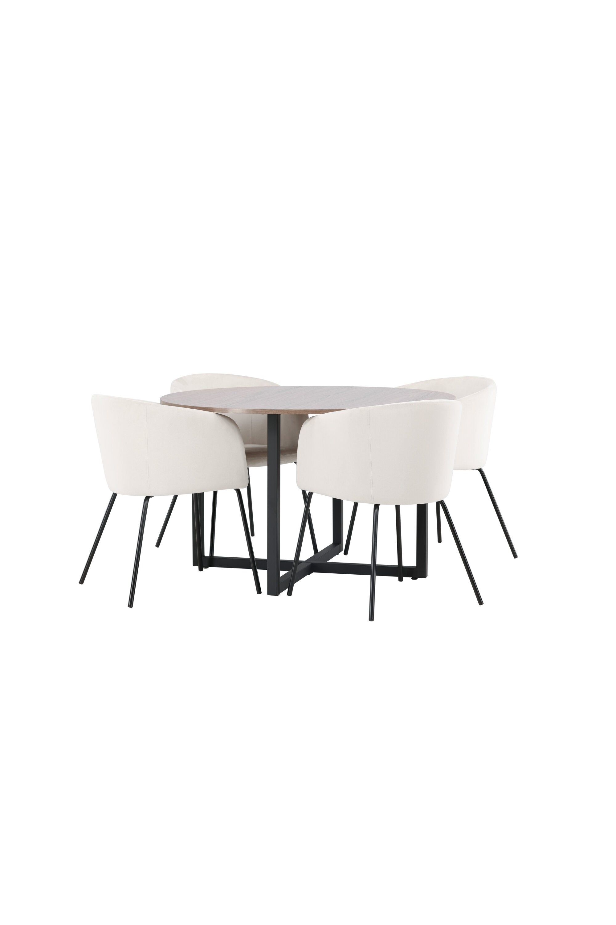 Durango Esszimmerset + Berit ⌀120cm/4St. in Beige, Schwarz präsentiert im Onlineshop von KAQTU Design AG. Esszimmerset ist von Venture Home