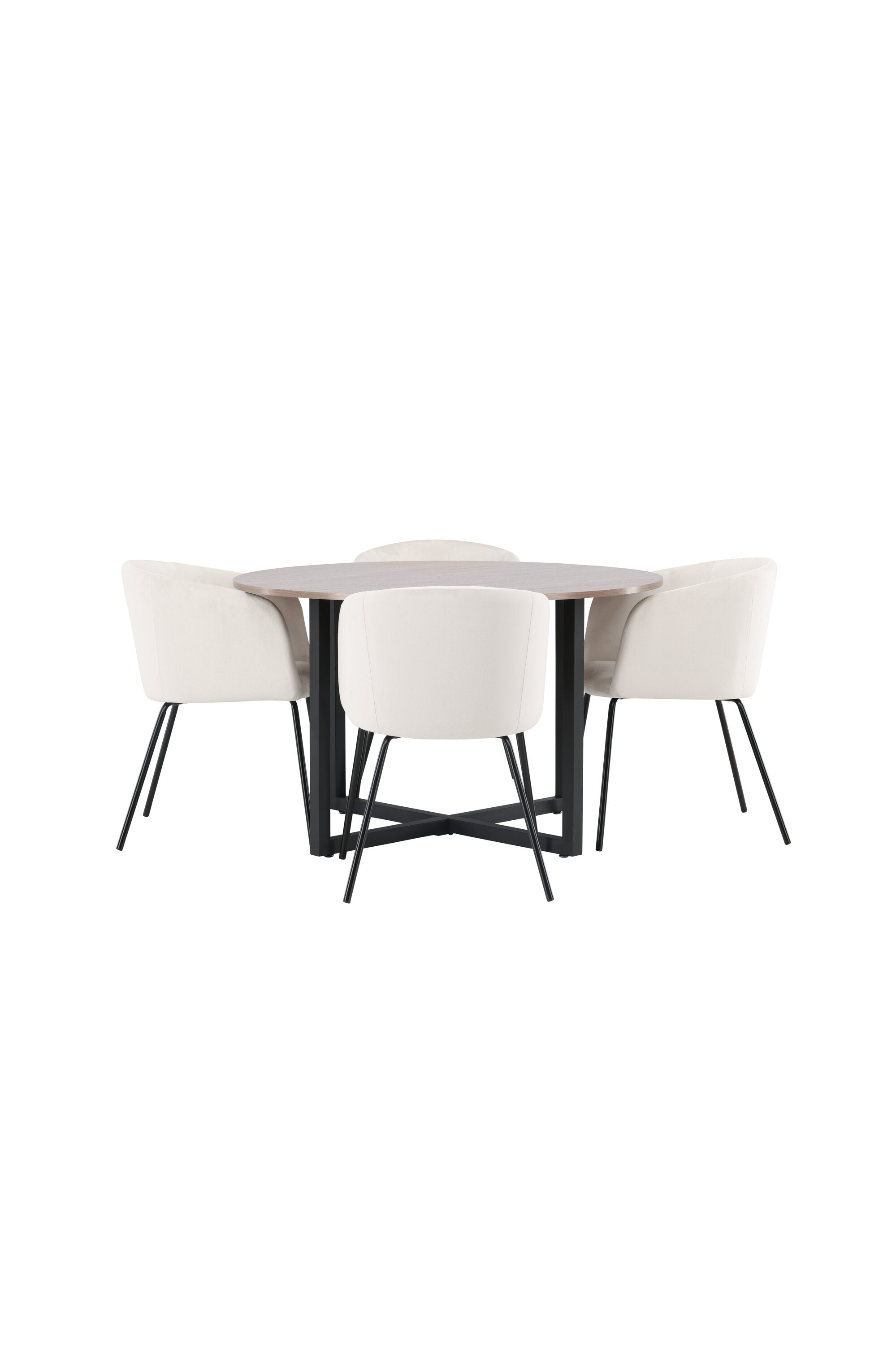 Durango Esszimmerset + Berit ⌀120cm/4St. in Beige, Schwarz präsentiert im Onlineshop von KAQTU Design AG. Esszimmerset ist von Venture Home