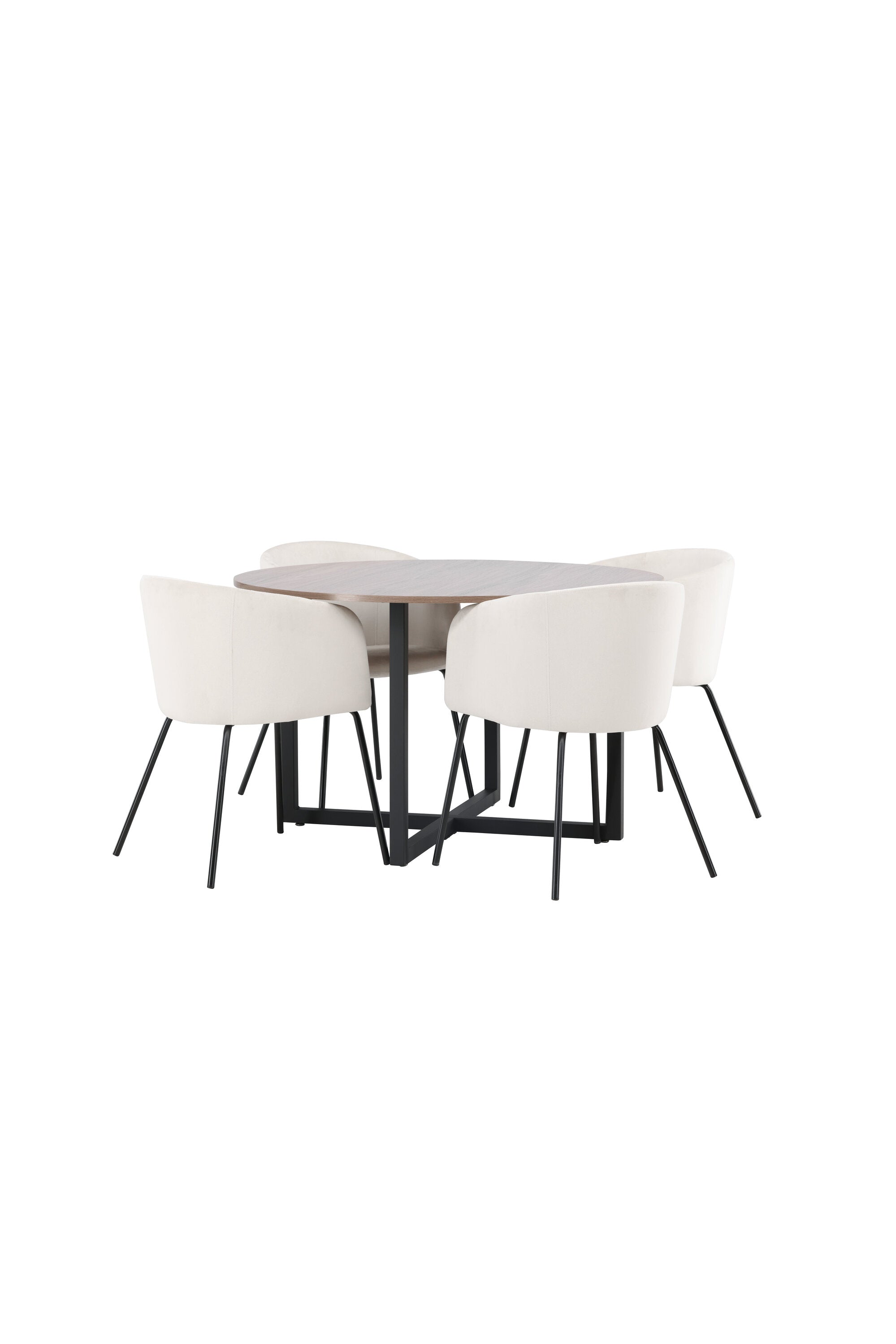 Durango Esszimmerset + Berit ⌀120cm/4St. in Beige, Schwarz präsentiert im Onlineshop von KAQTU Design AG. Esszimmerset ist von Venture Home