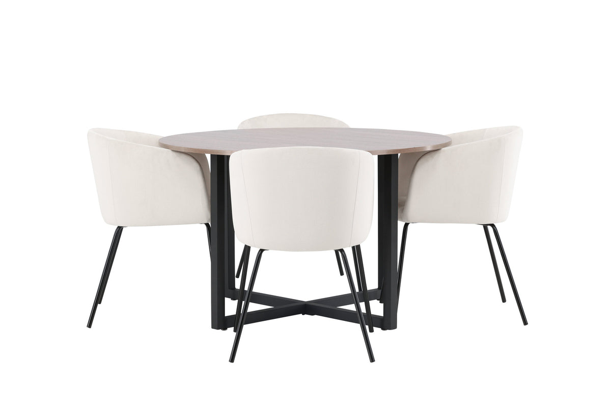 Durango Esszimmerset + Berit ⌀120cm/4St. in Beige, Schwarz präsentiert im Onlineshop von KAQTU Design AG. Esszimmerset ist von Venture Home