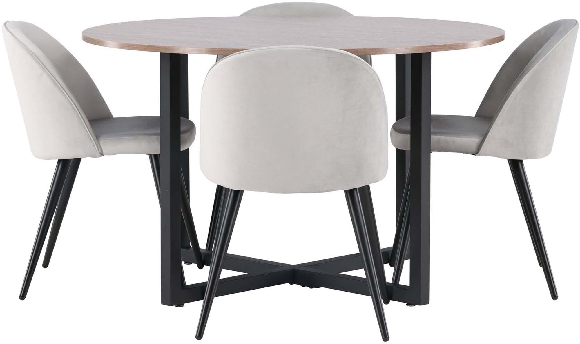 Entdecken Sie das stilvolle Durango Esszimmerset + Velvet ⌀120cm/4St. von Venture Home. Eleganter Esstisch und bequeme Stühle für Ihr Zuhause.