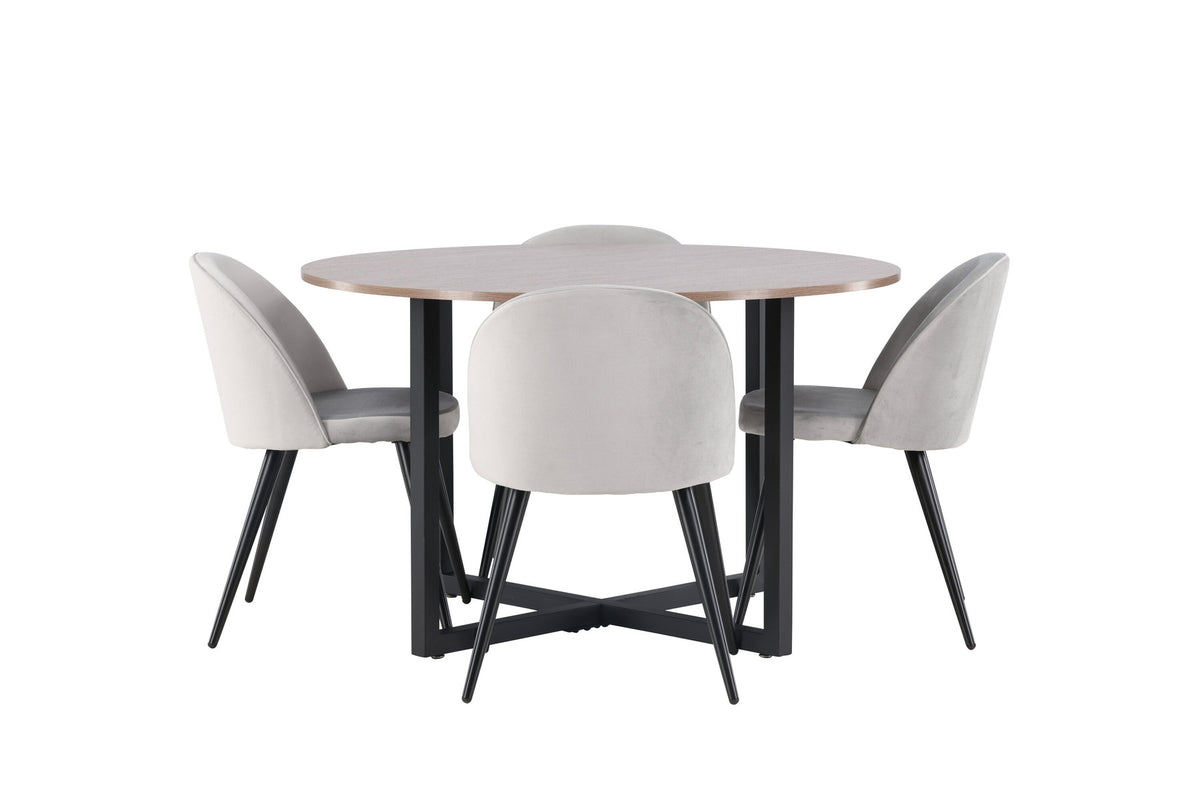 Durango Esszimmerset + Velvet ⌀120cm/4St. in Schwarzgrau präsentiert im Onlineshop von KAQTU Design AG. Esszimmerset ist von Venture Home