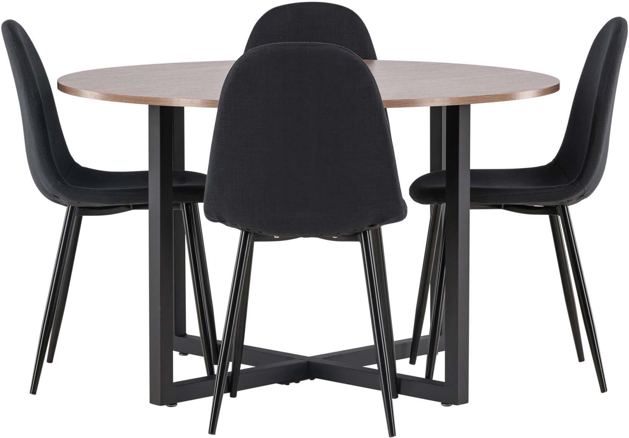 Elegantes Durango Esszimmerset + Polar mit rundem Tisch und bequemen Stühlen. Ideal für gesellige Abende und stilvolle Einrichtung.