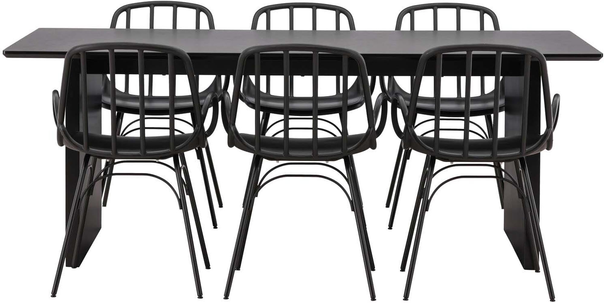 Modernes Vail Esszimmerset mit Dyrön Stühlen für bis zu 6 Personen. Stilvolles Design und hohe Langlebigkeit für gesellige Momente.