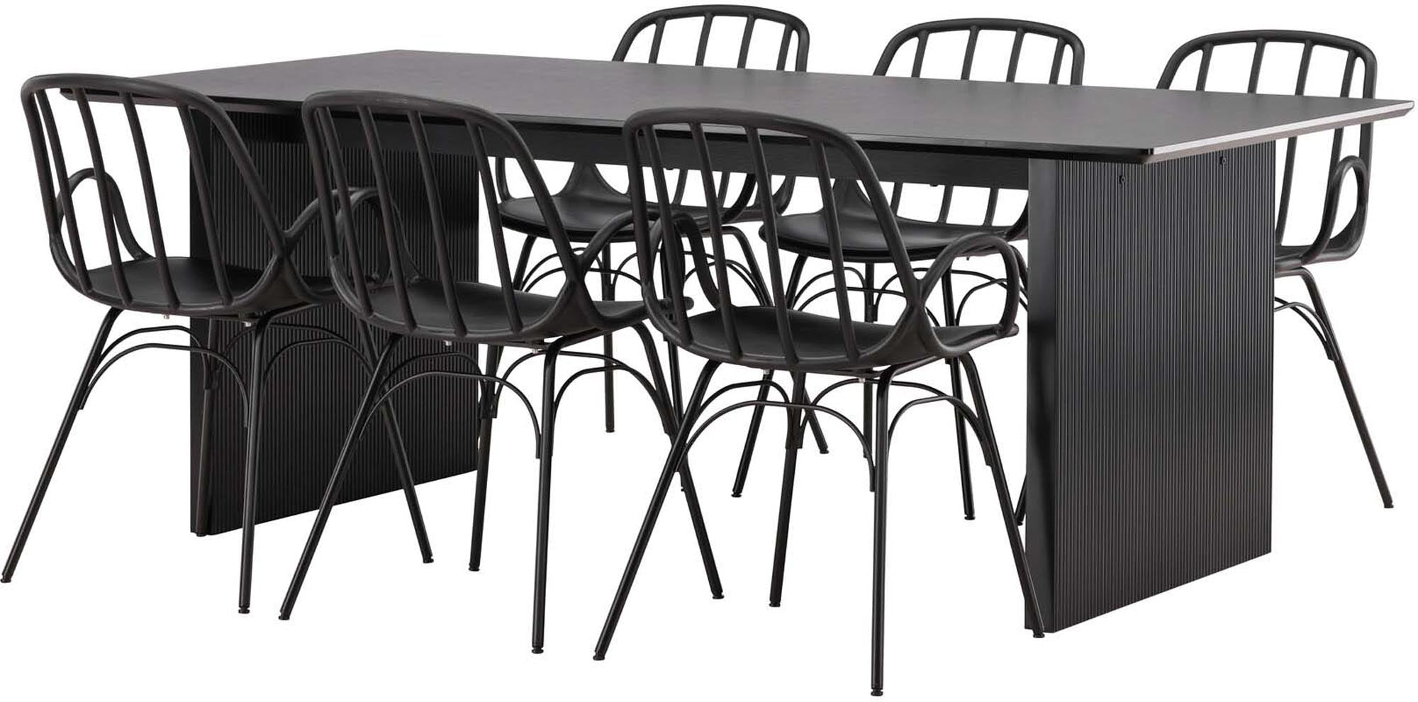 Elegantes Vail Esszimmerset: 200cm Tisch mit 6 Dyrön Stühlen.