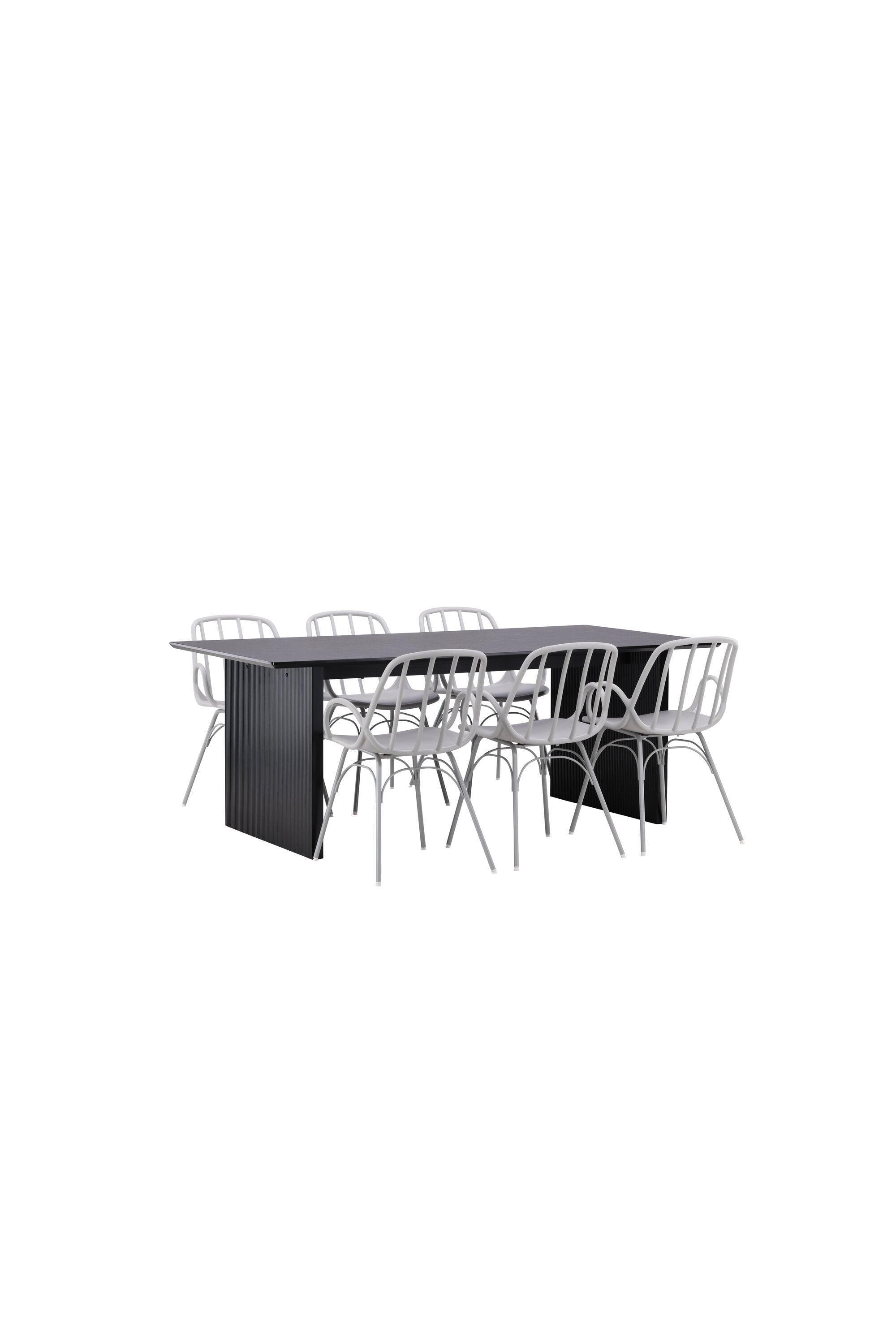 Vail Esszimmerset + Dyrön 200cm/6St. in Greige präsentiert im Onlineshop von KAQTU Design AG. Esszimmerset ist von Venture Home