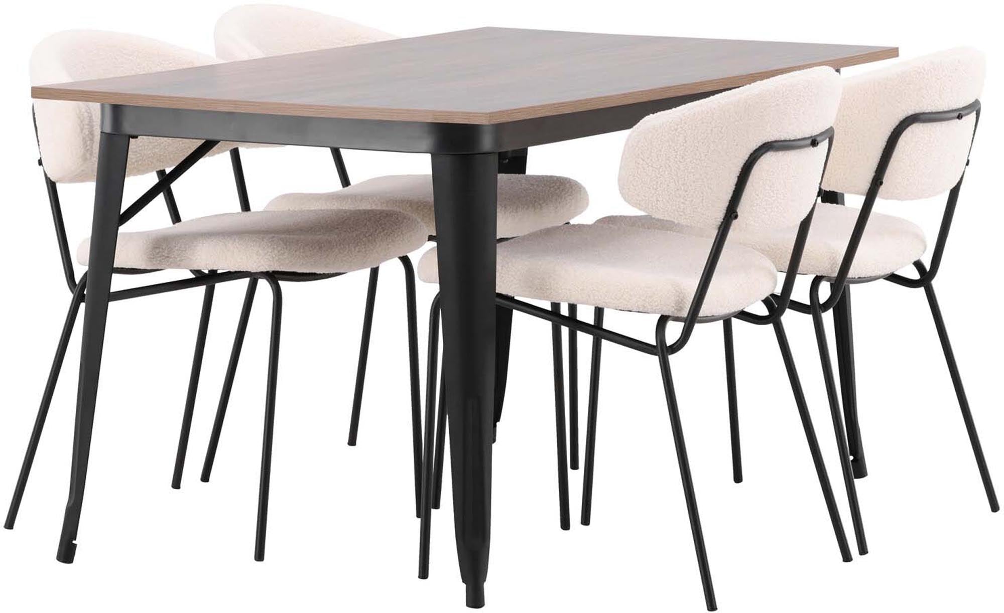 Stylisches Esszimmerset Tempe + Chico 140cm/4St. von Venture Home, ideal für skandinavisches Design und gesellige Abende.