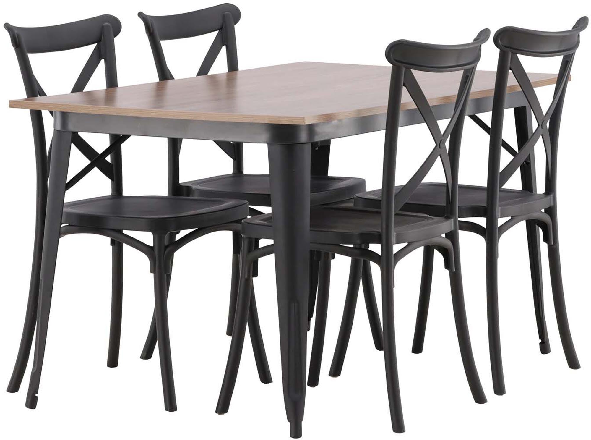 Modernes Tempe Esszimmerset mit Crosett, 140cm, 4 Stühle, von Venture Home.