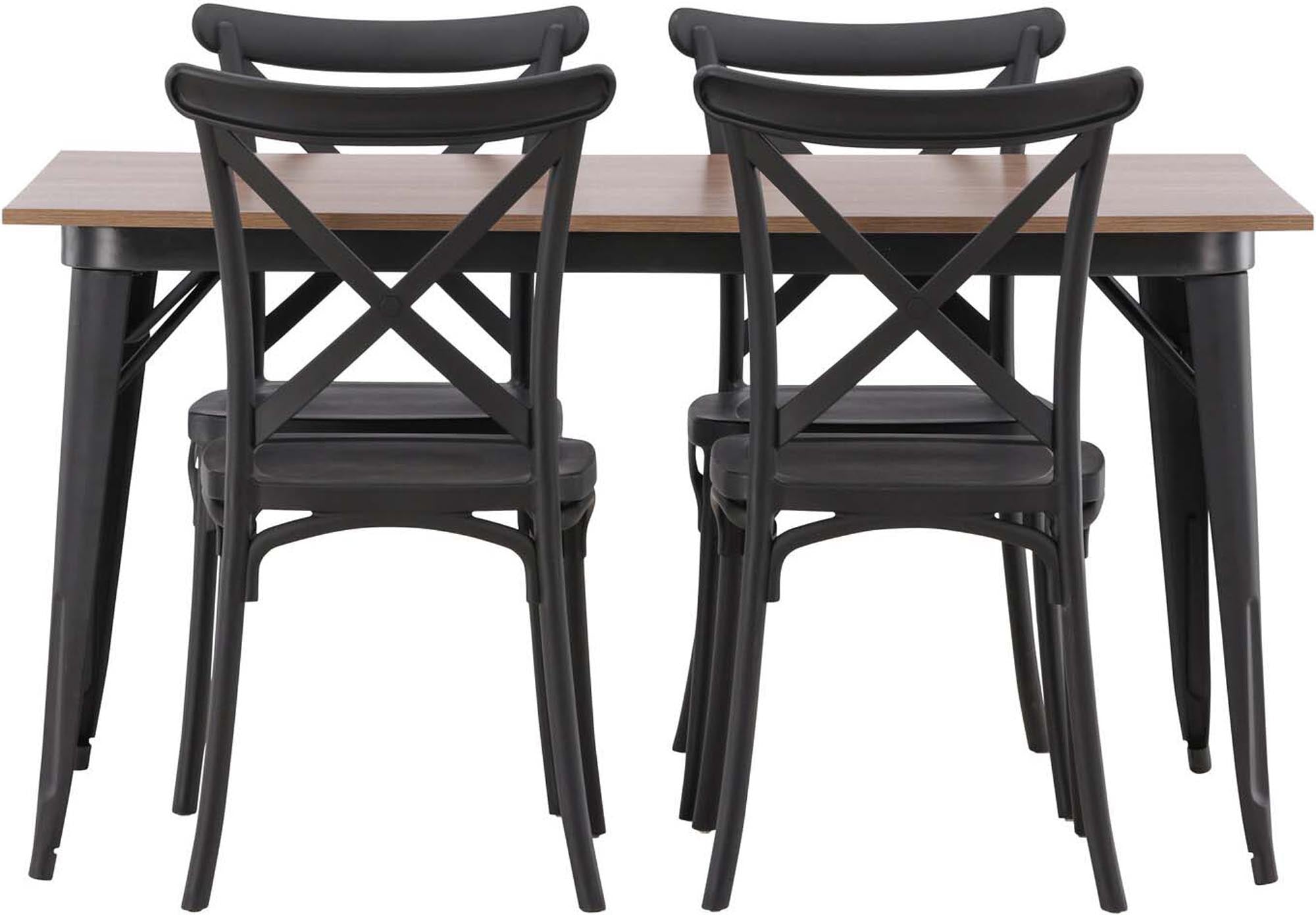 Elegantes Esszimmerset Tempe mit 140 cm Tisch und 4 Crosett-Stühlen. Ideal für stilvolle Essbereiche und gesellige Abende.