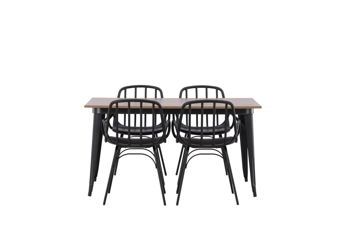 Tempe Esszimmerset + Dyrön 140cm/4St. in Schwarz präsentiert im Onlineshop von KAQTU Design AG. Esszimmerset ist von Venture Home