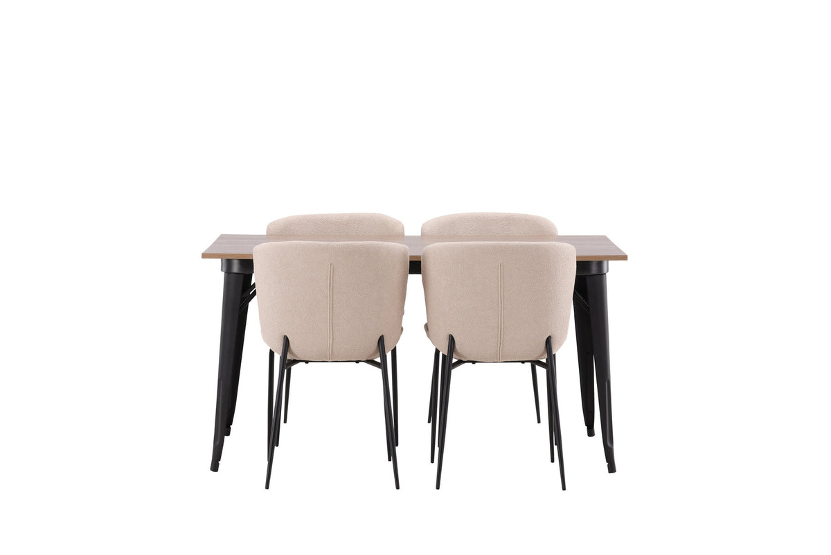 Tempe Esszimmerset + Modesto 140cm/4St. in Beige, Schwarz präsentiert im Onlineshop von KAQTU Design AG. Esszimmerset ist von Venture Home