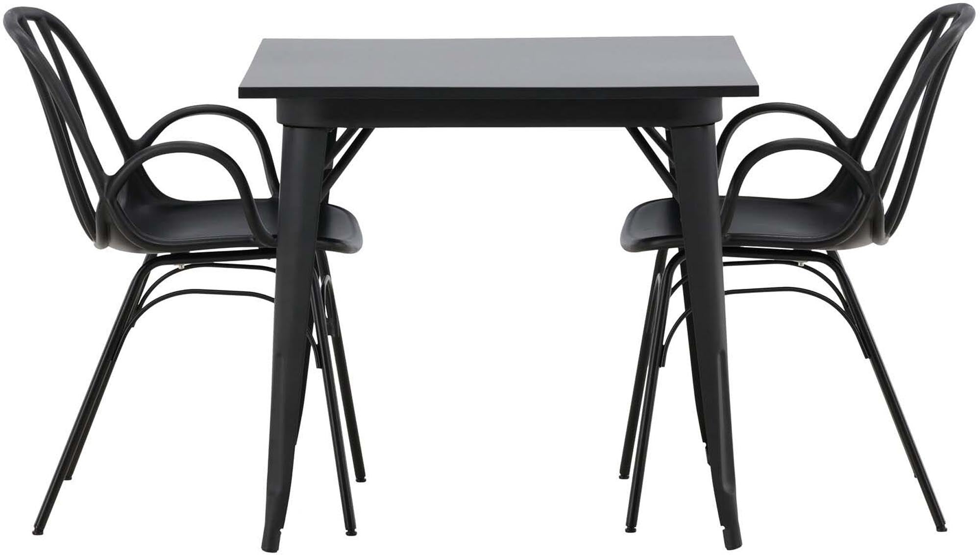 Modernes Esszimmerset Tempe mit pflegeleichtem Tisch und 2 komfortablen Dyrön Stühlen. Ideal für stilvolle Küchen und gemütliche Essbereiche.