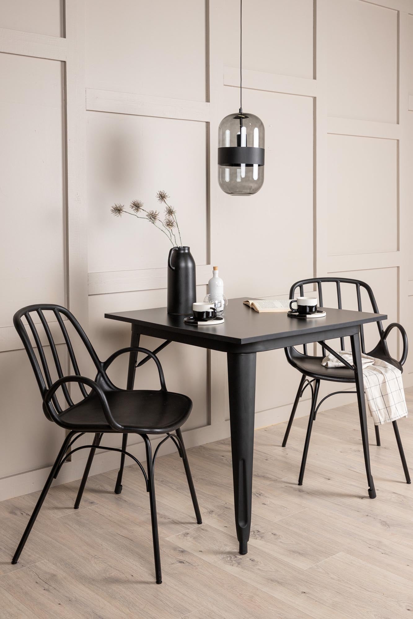 Elegantes Tempe Esszimmerset mit Dyrön Tisch, 80cm, 2 Stühle.