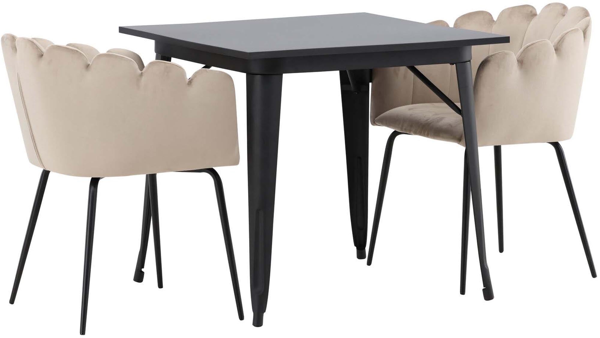 Elegantes Esszimmerset Tempe mit Limhamn Armlehnen, 80cm, 2 stilvollen Stühlen. Ideal für festliche Anlässe und gemütliche Zusammenkünfte.