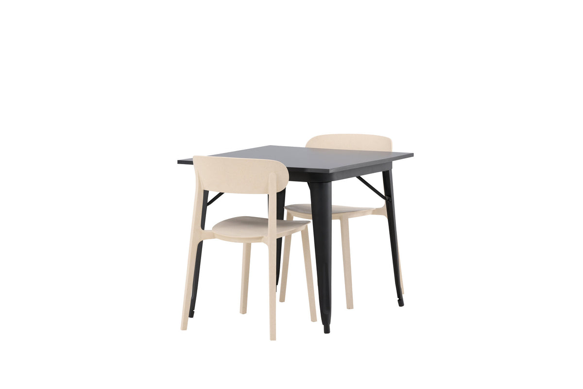 Tempe Esstisch + 2 x Åstol Esszimmerstuhl in Beige präsentiert im Onlineshop von KAQTU Design AG. Esszimmerset ist von Venture Home