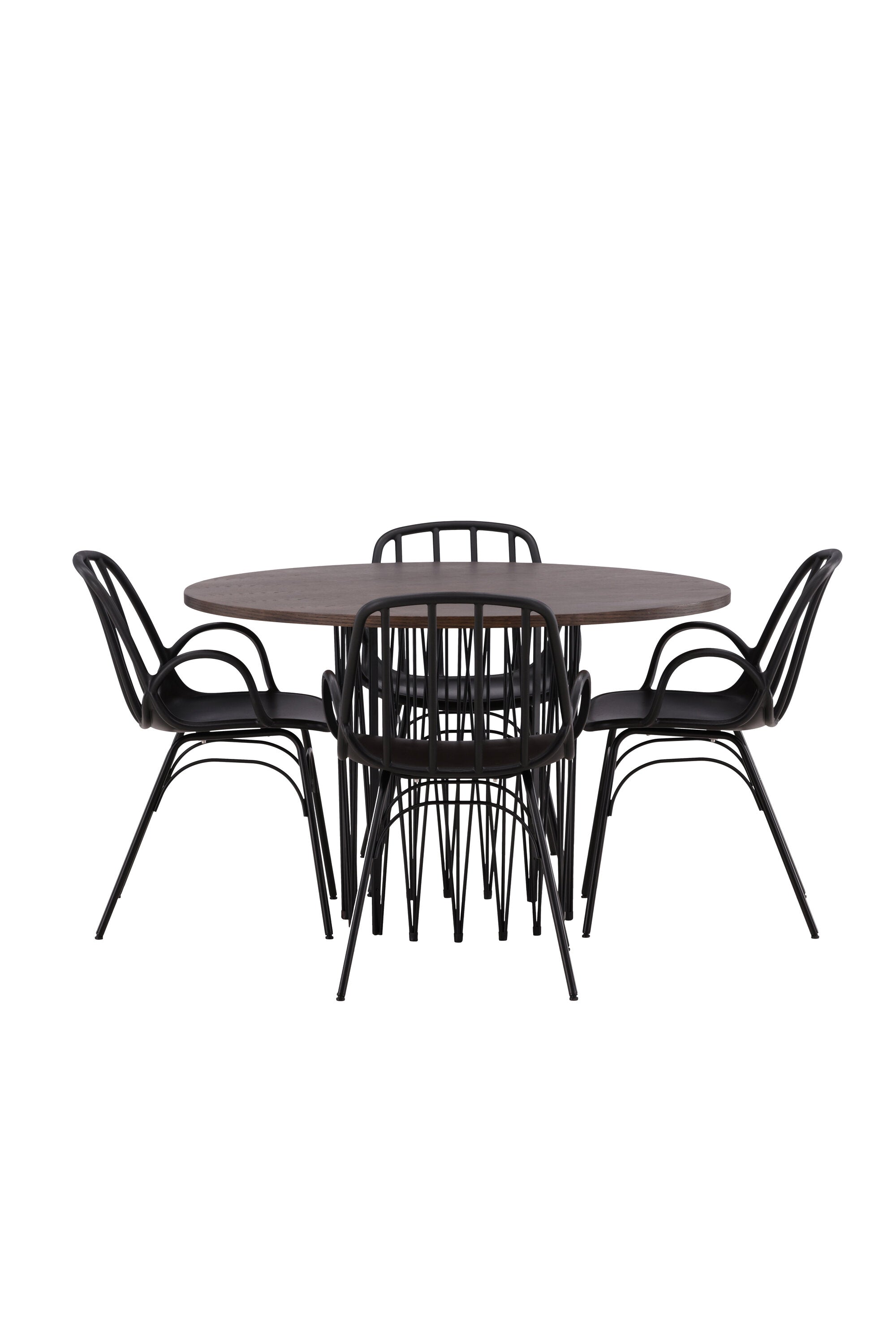 Stone Esszimmerset + Dyrön ⌀120cm/4St. in Schwarz präsentiert im Onlineshop von KAQTU Design AG. Esszimmerset ist von Venture Home
