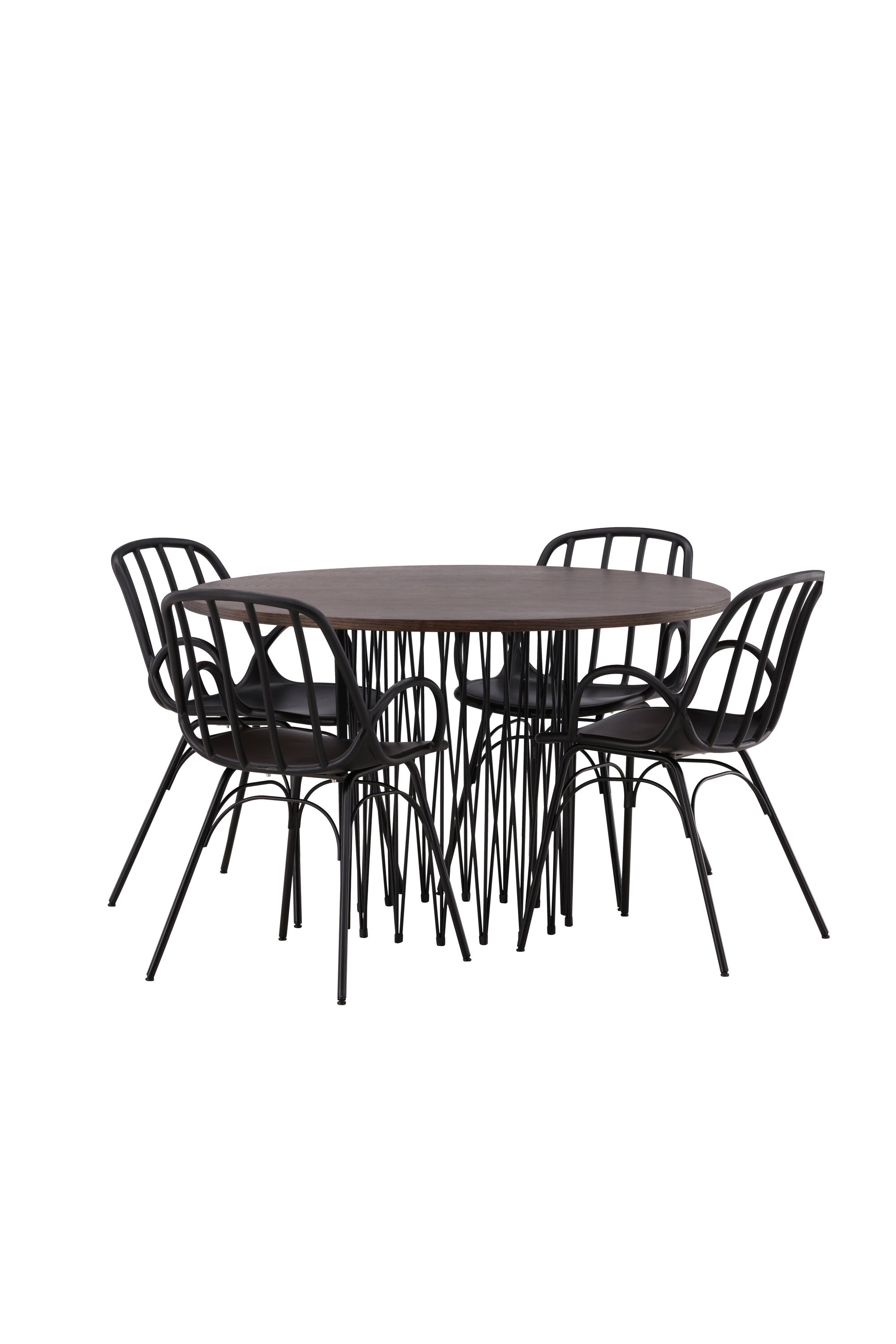 Stone Esszimmerset + Dyrön ⌀120cm/4St. in Schwarz präsentiert im Onlineshop von KAQTU Design AG. Esszimmerset ist von Venture Home