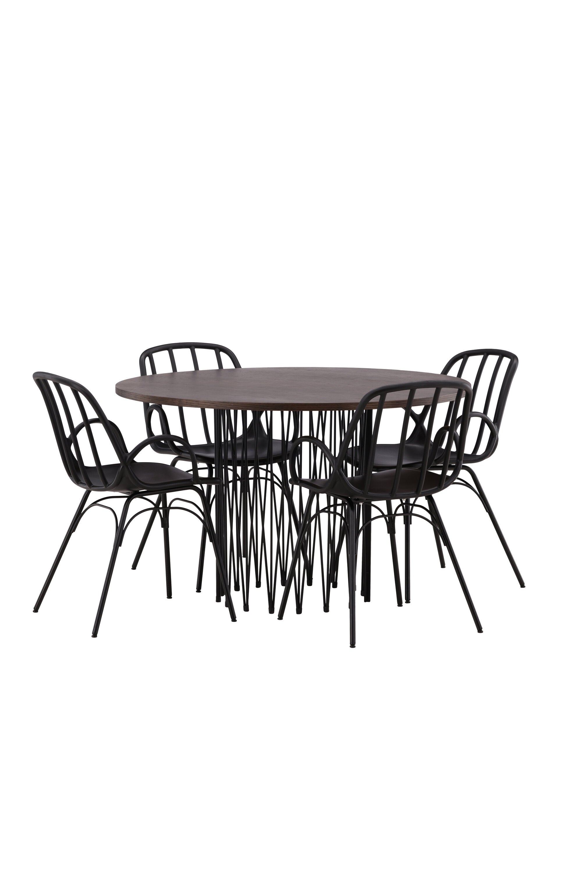 Stone Esszimmerset + Dyrön ⌀120cm/4St. in Schwarz präsentiert im Onlineshop von KAQTU Design AG. Esszimmerset ist von Venture Home