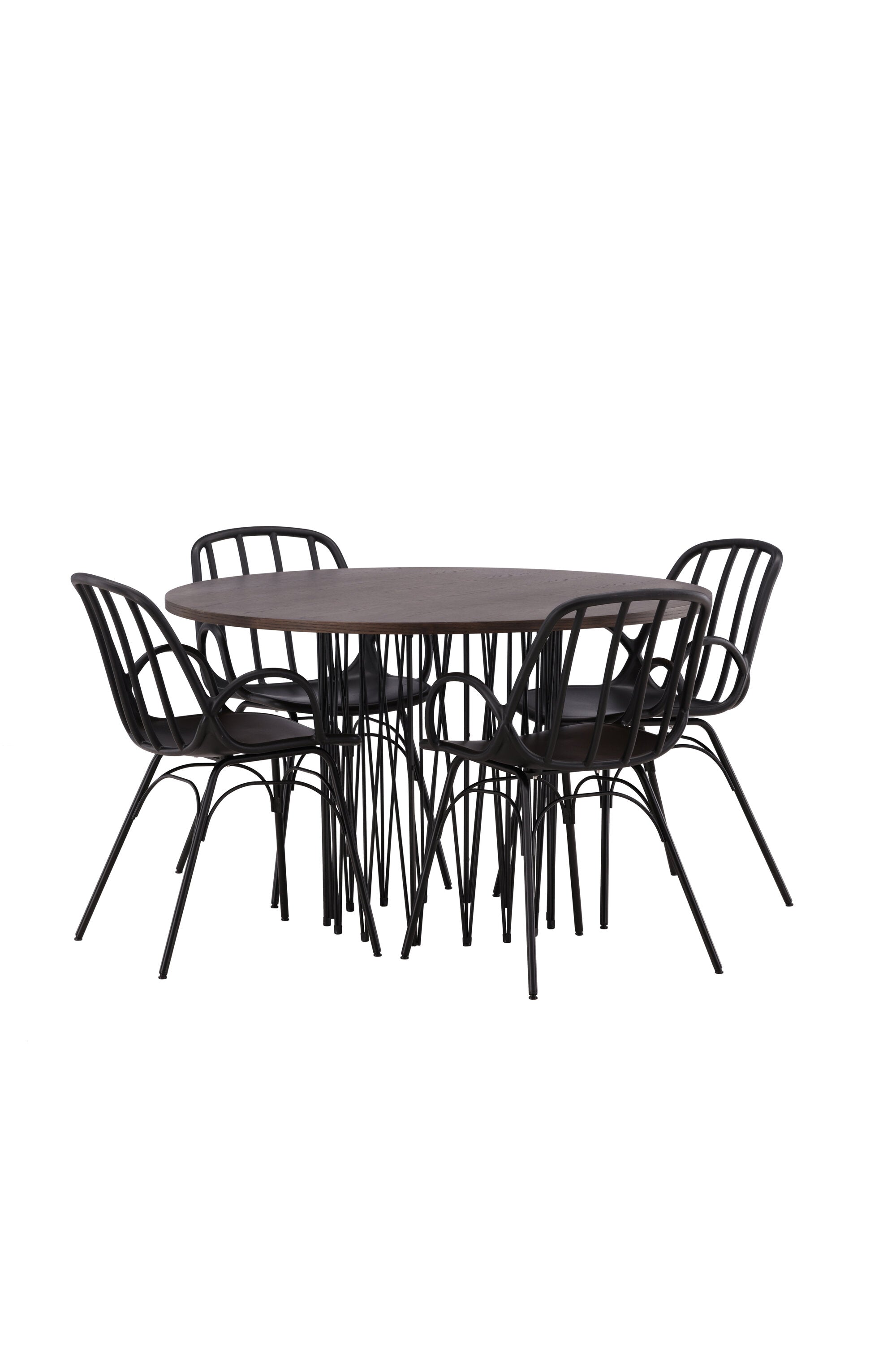 Stone Esszimmerset + Dyrön ⌀120cm/4St. in Schwarz präsentiert im Onlineshop von KAQTU Design AG. Esszimmerset ist von Venture Home