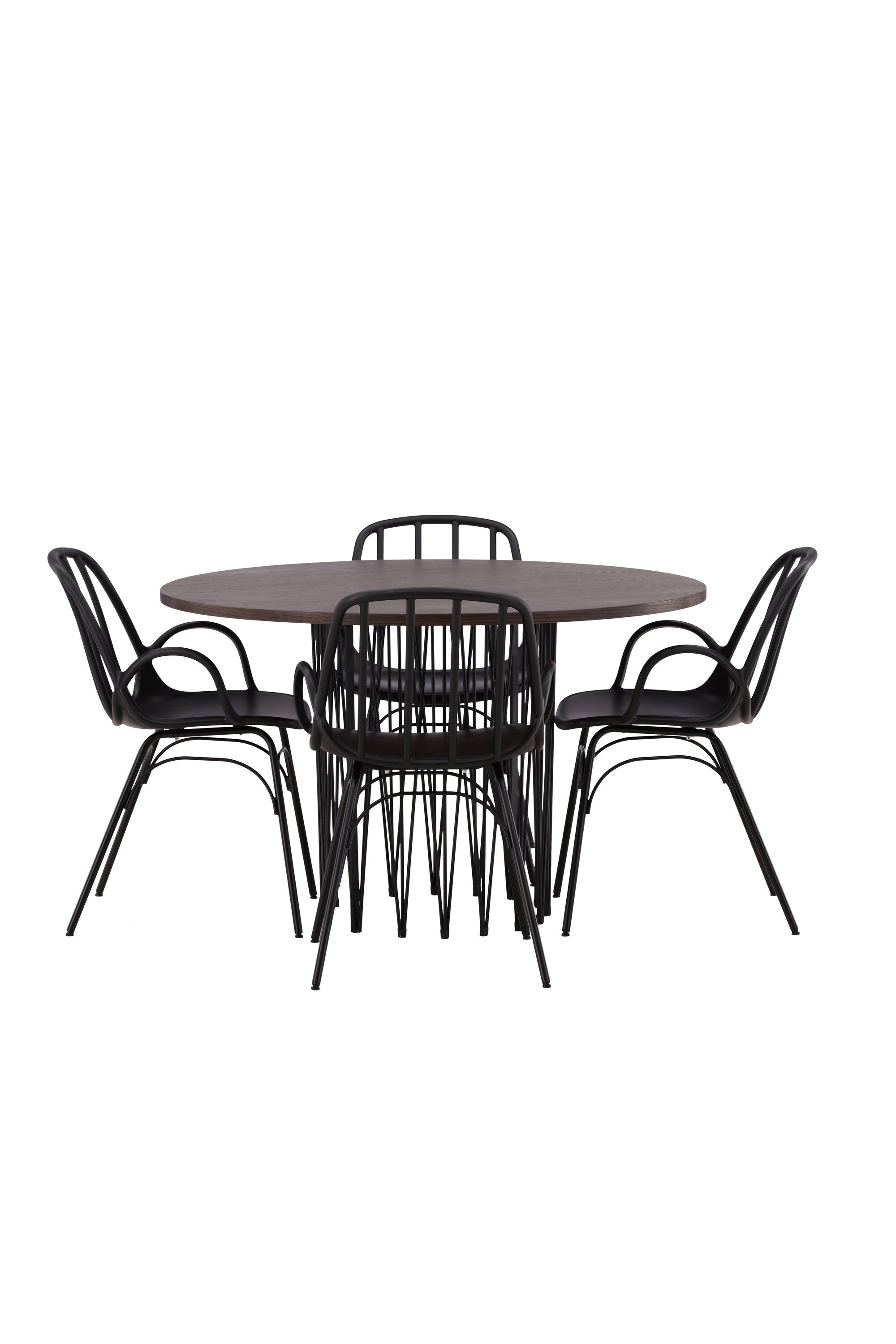 Stone Esszimmerset + Dyrön ⌀120cm/4St. in Schwarz präsentiert im Onlineshop von KAQTU Design AG. Esszimmerset ist von Venture Home