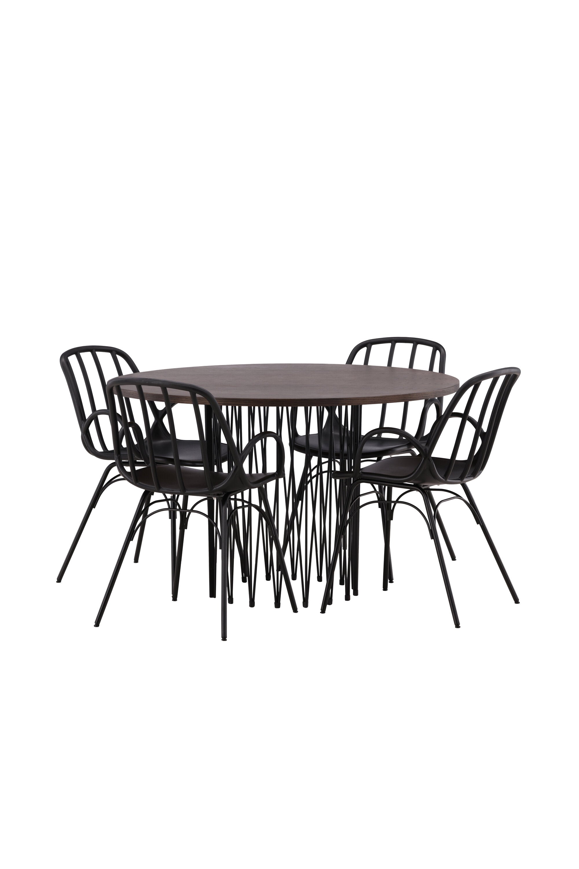 Stone Esszimmerset + Dyrön ⌀120cm/4St. in Schwarz präsentiert im Onlineshop von KAQTU Design AG. Esszimmerset ist von Venture Home