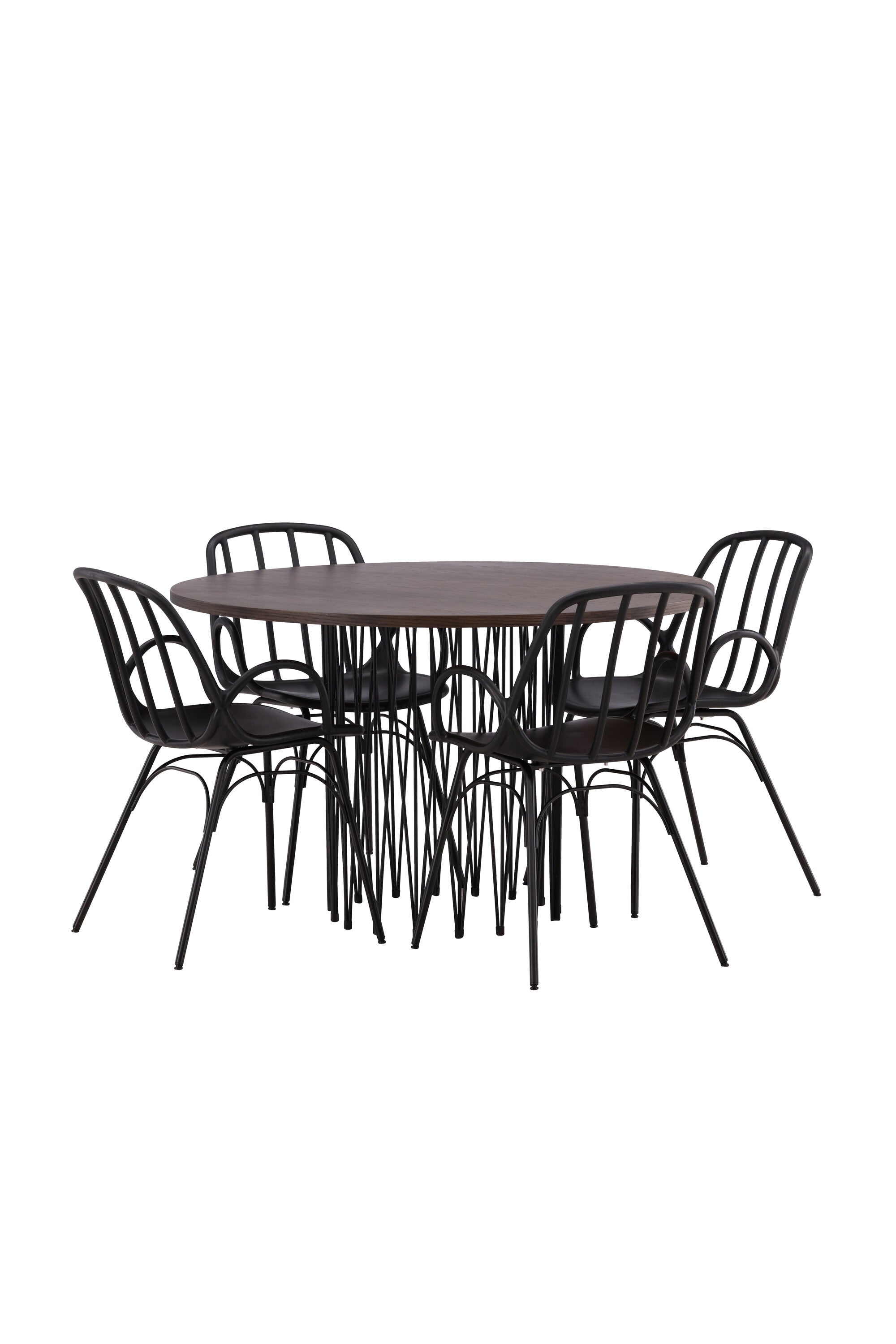 Stone Esszimmerset + Dyrön ⌀120cm/4St. in Schwarz präsentiert im Onlineshop von KAQTU Design AG. Esszimmerset ist von Venture Home