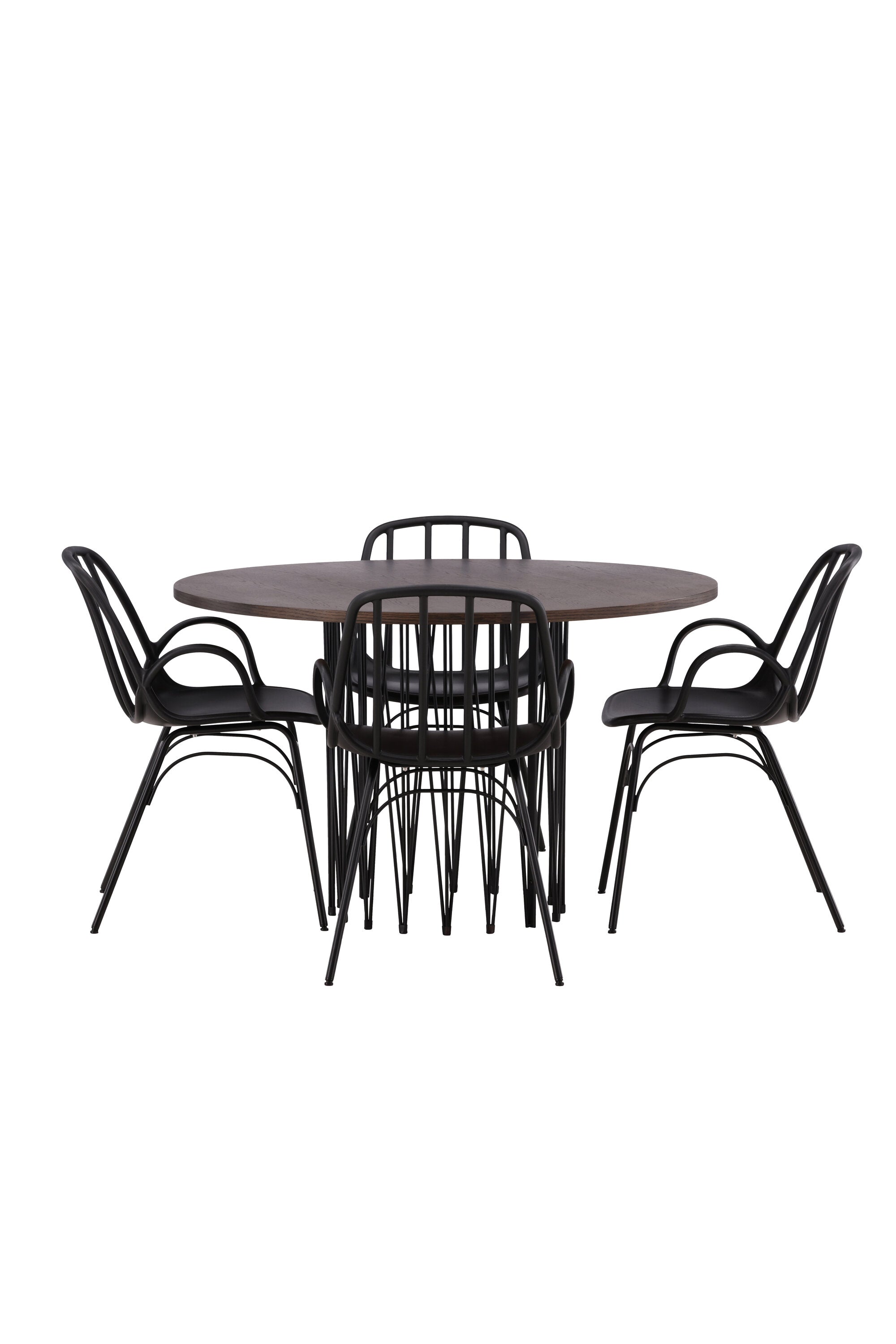 Stone Esszimmerset + Dyrön ⌀120cm/4St. in Schwarz präsentiert im Onlineshop von KAQTU Design AG. Esszimmerset ist von Venture Home