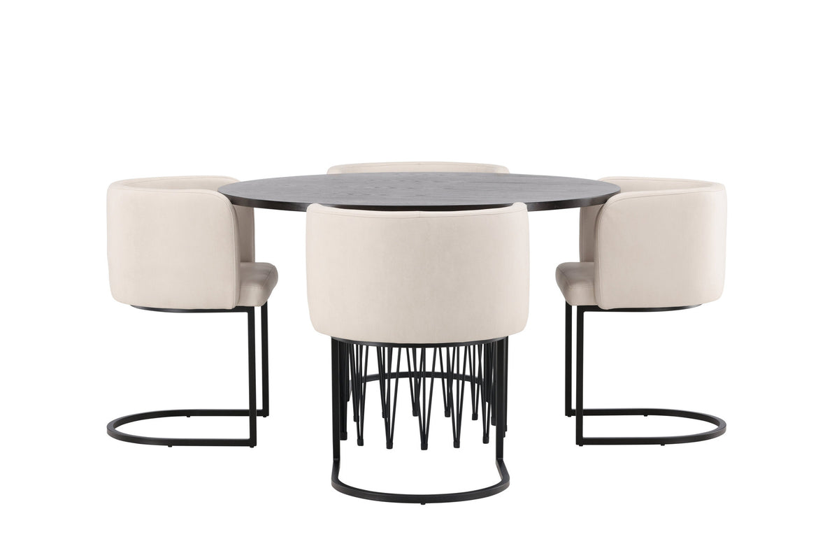 Stone Esszimmerset + Simrishamn ⌀120cm/4St. in Beige, Schwarz präsentiert im Onlineshop von KAQTU Design AG. Esszimmerset ist von Venture Home
