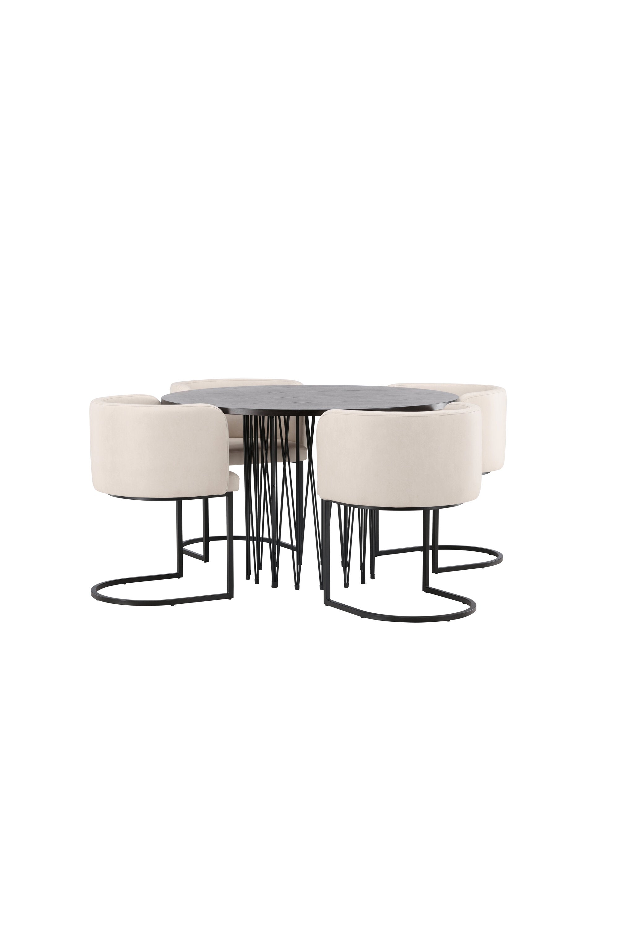 Stone Esszimmerset + Simrishamn ⌀120cm/4St. in Beige, Schwarz präsentiert im Onlineshop von KAQTU Design AG. Esszimmerset ist von Venture Home