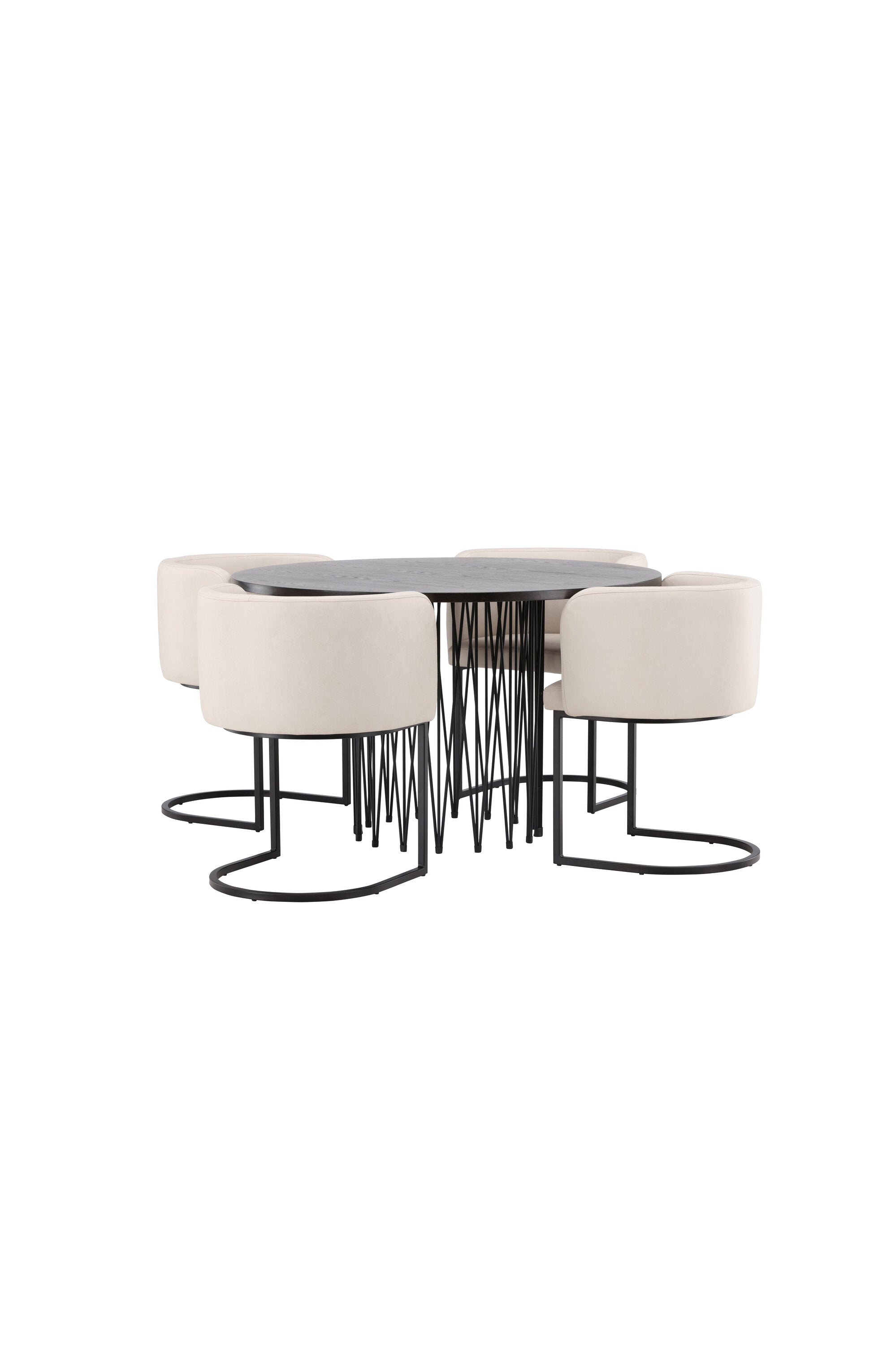 Stone Esszimmerset + Simrishamn ⌀120cm/4St. in Beige, Schwarz präsentiert im Onlineshop von KAQTU Design AG. Esszimmerset ist von Venture Home