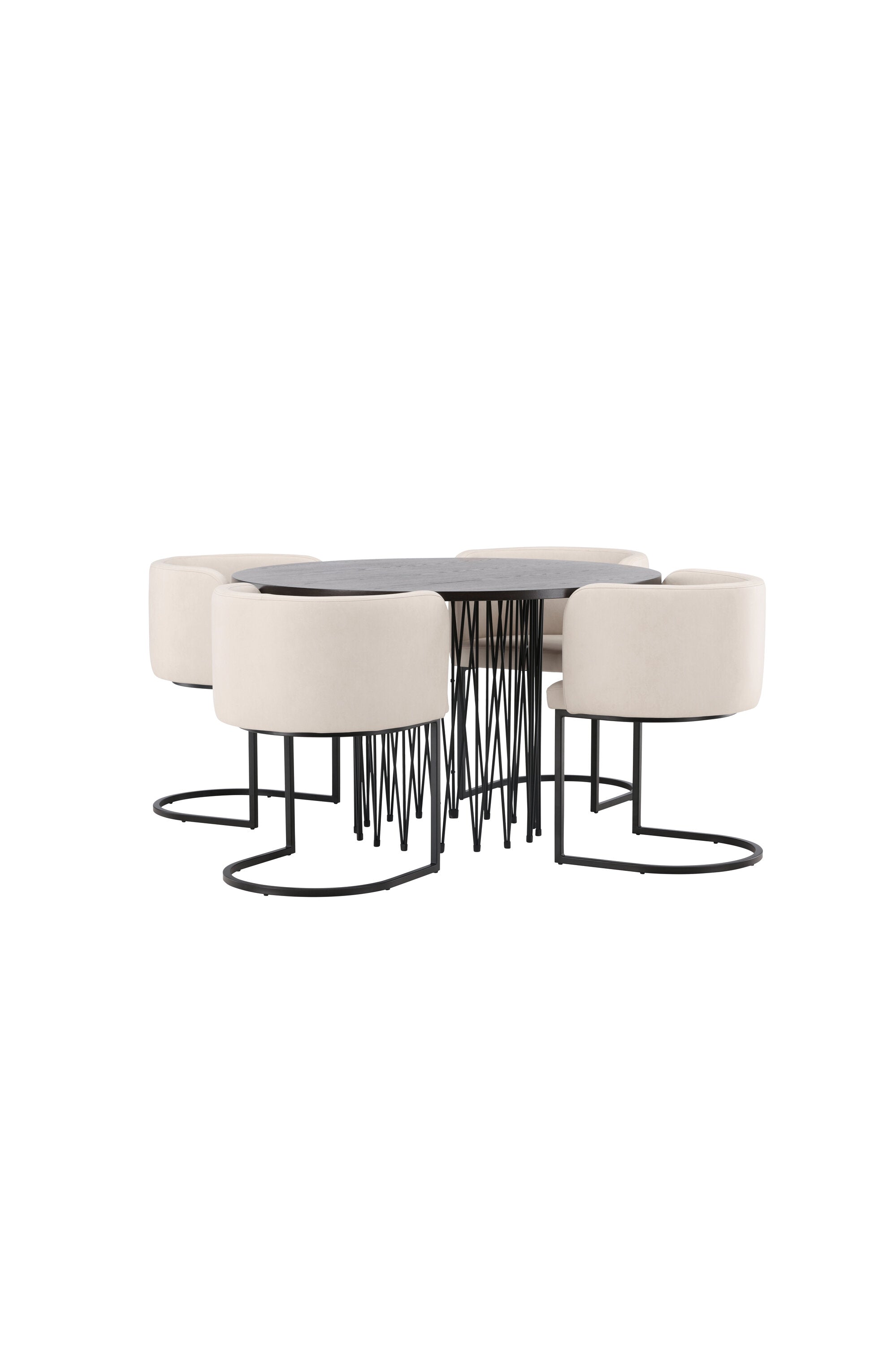 Stone Esszimmerset + Simrishamn ⌀120cm/4St. in Beige, Schwarz präsentiert im Onlineshop von KAQTU Design AG. Esszimmerset ist von Venture Home