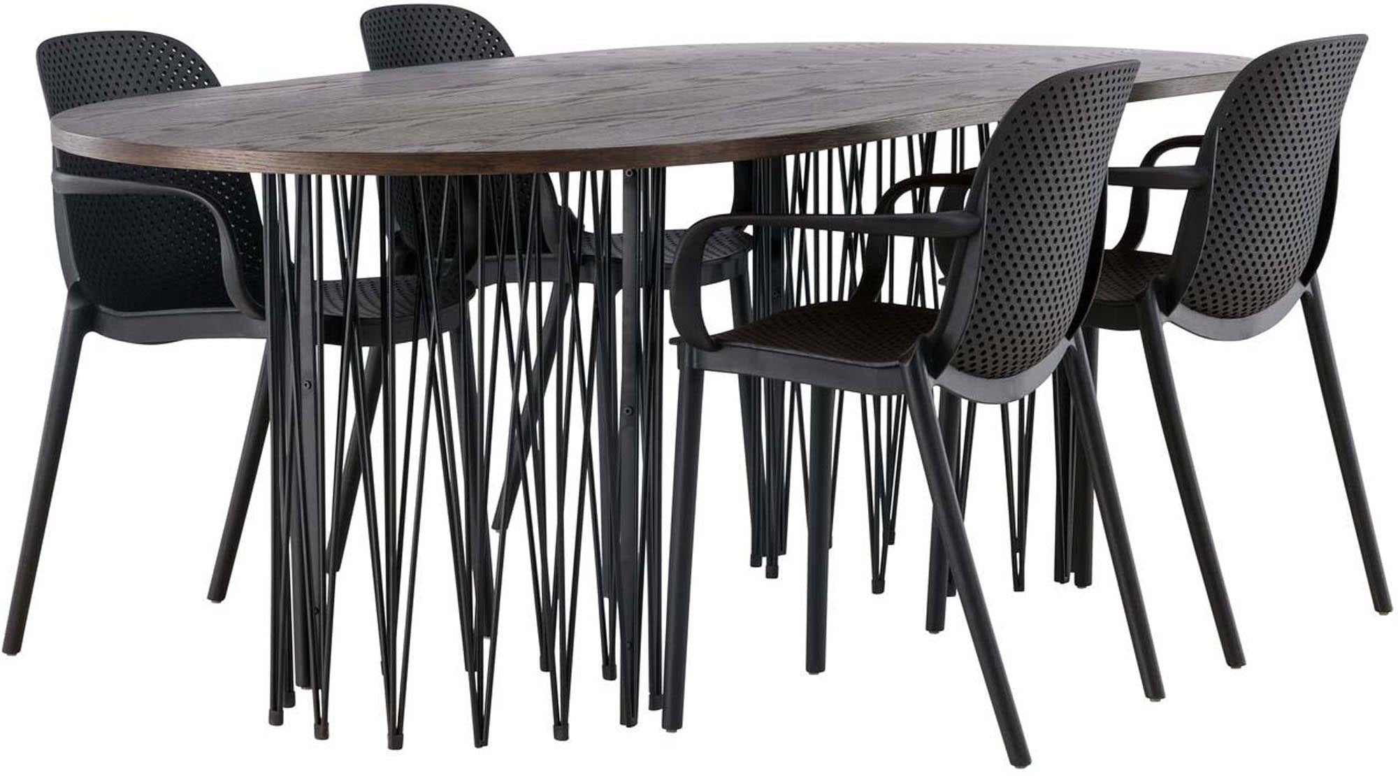 Modernes Stone Esszimmerset 220cm mit 4 Baltimore Stühlen.