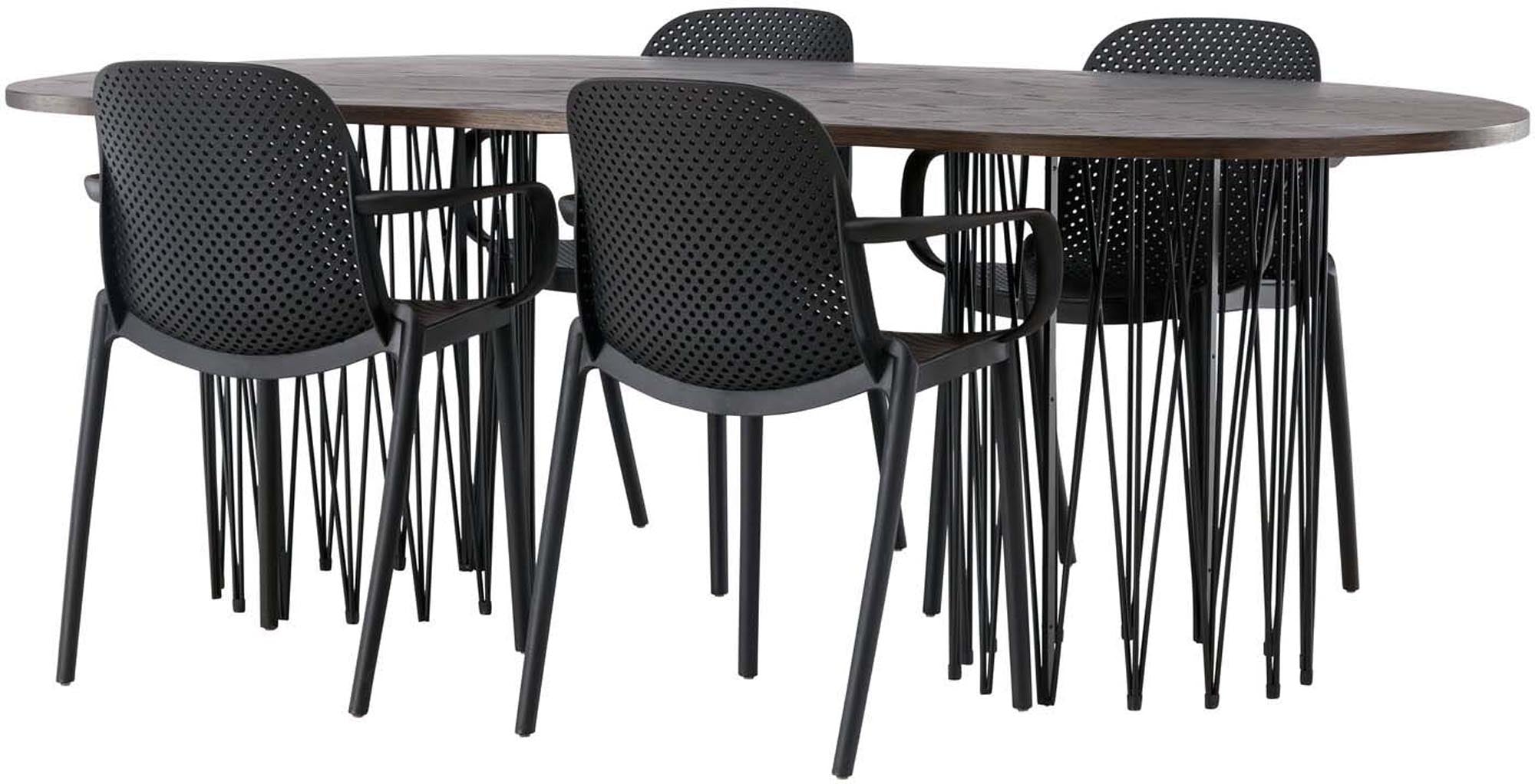 Modernes Stone Esszimmerset 220cm mit 4 stilvollen Baltimore-Stühlen. Ideal für gesellige Abende und zeitloses Design.