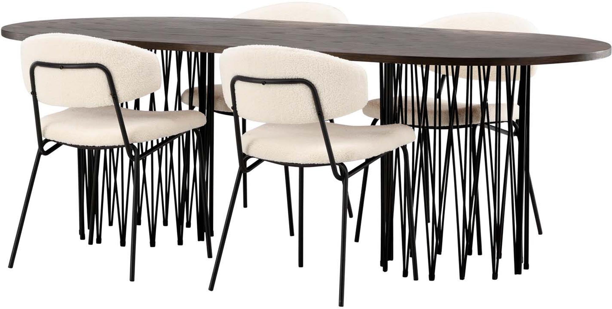 Elegantes Stone Esszimmerset 220cm mit 4 Chico Stühlen von Venture Home.