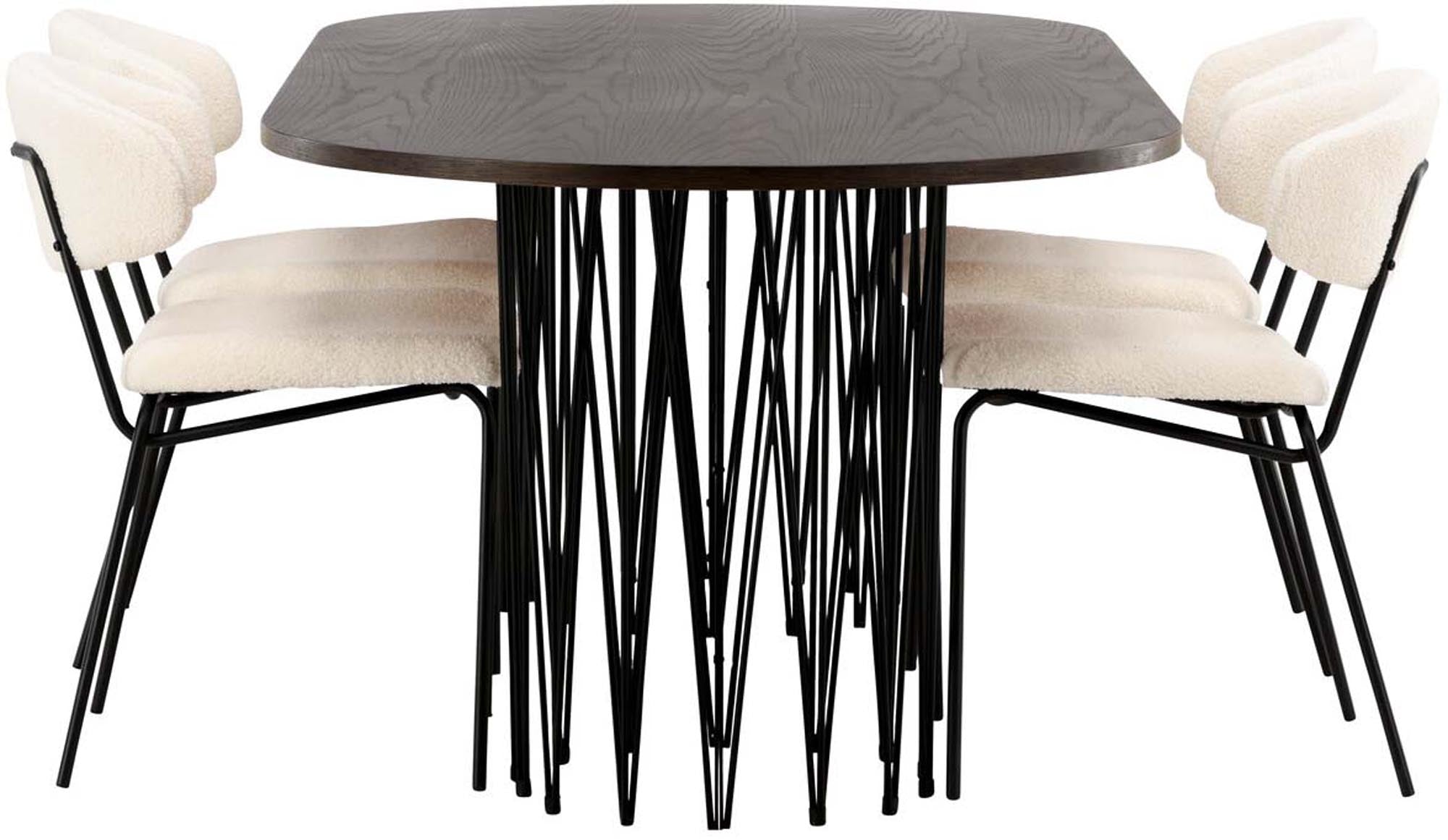 Elegantes Stone Esszimmerset 220cm mit 4 Chico Stühlen von Venture Home.