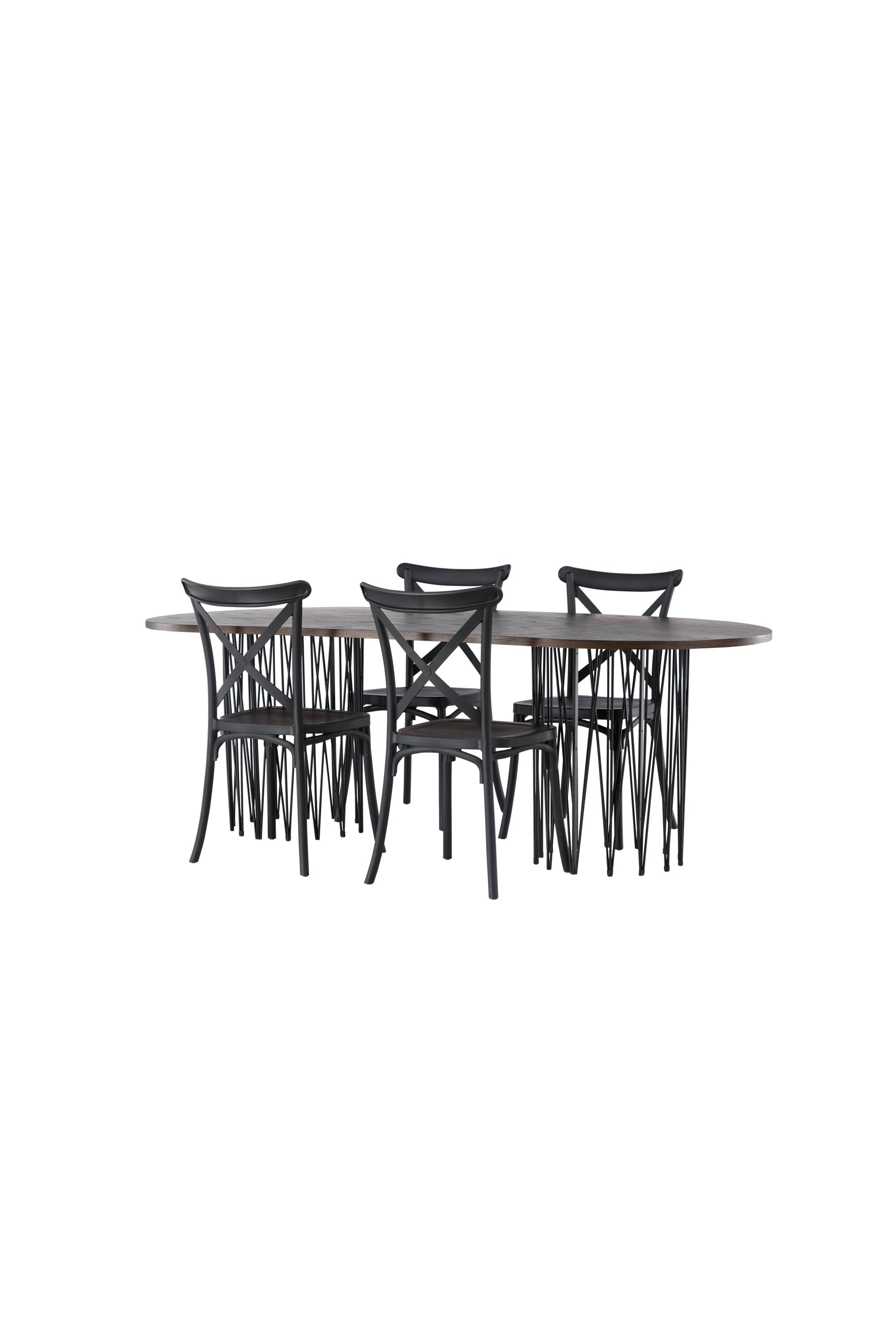 Stone Esszimmerset + Crosett 220cm/4St. in Schwarz präsentiert im Onlineshop von KAQTU Design AG. Esszimmerset ist von Venture Home