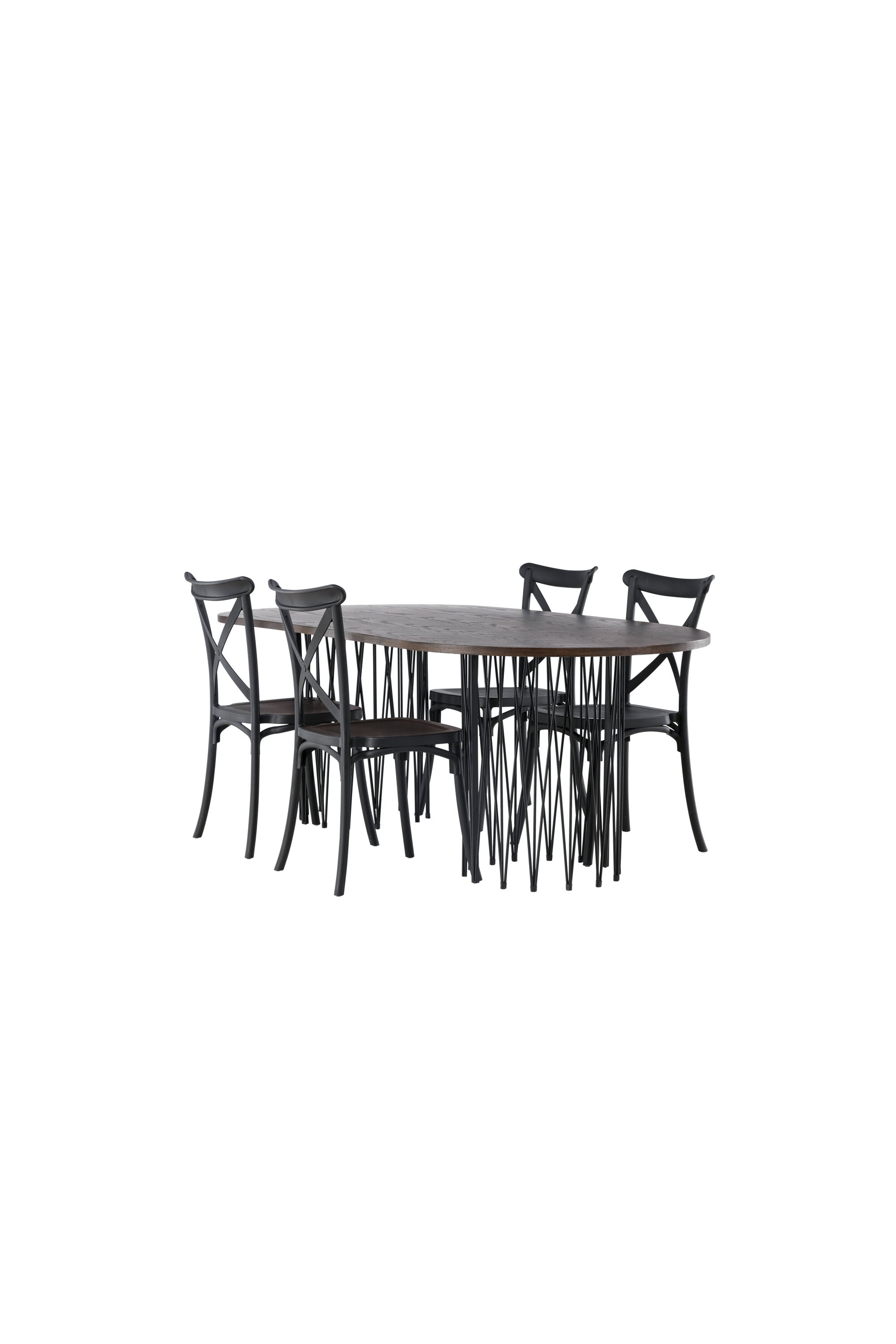 Stone Esszimmerset + Crosett 220cm/4St. in Schwarz präsentiert im Onlineshop von KAQTU Design AG. Esszimmerset ist von Venture Home