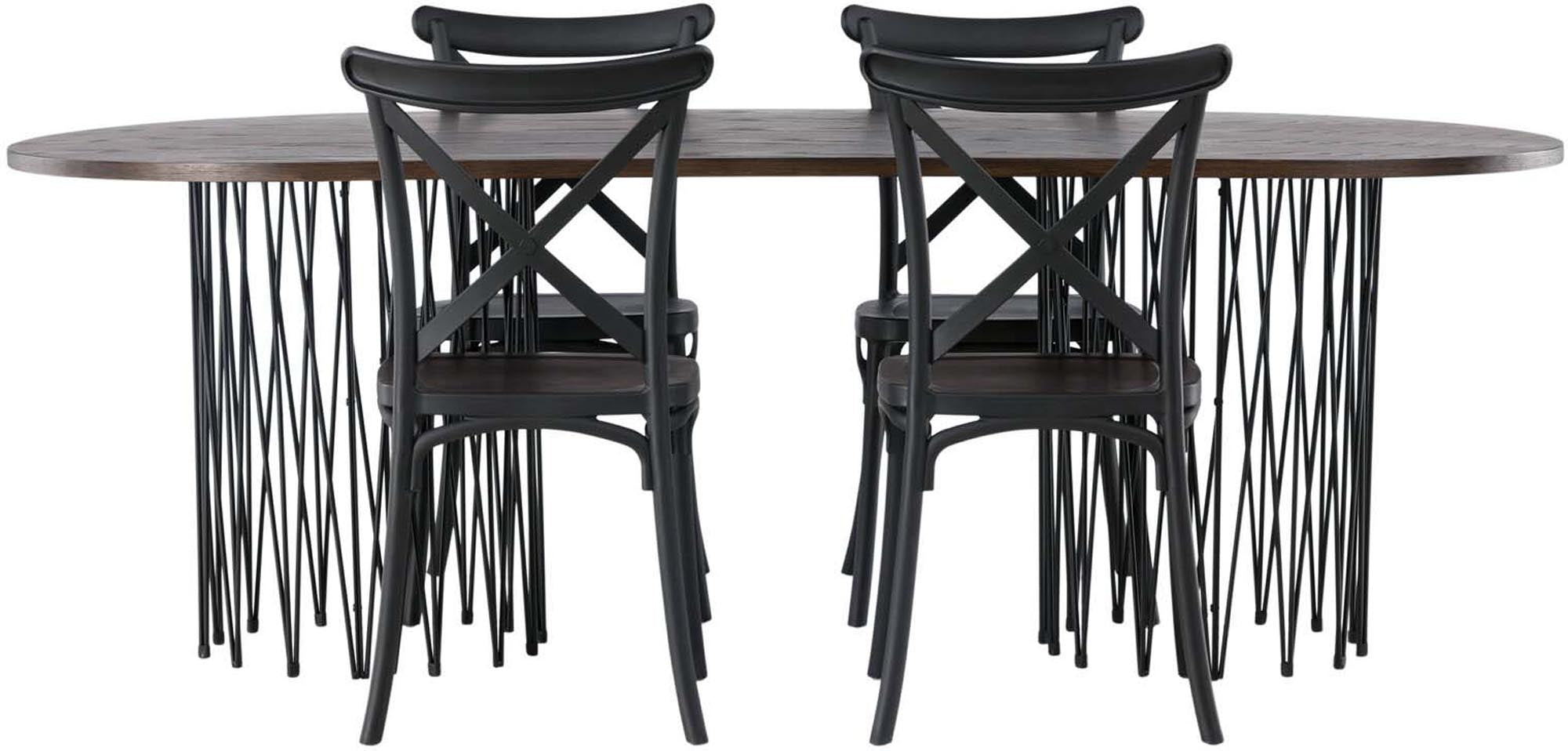 Elegantes Stone Esszimmerset 220cm mit 4 stilvollen Crosett Stühlen. Modernes Design trifft auf Funktionalität für Ihr Zuhause.