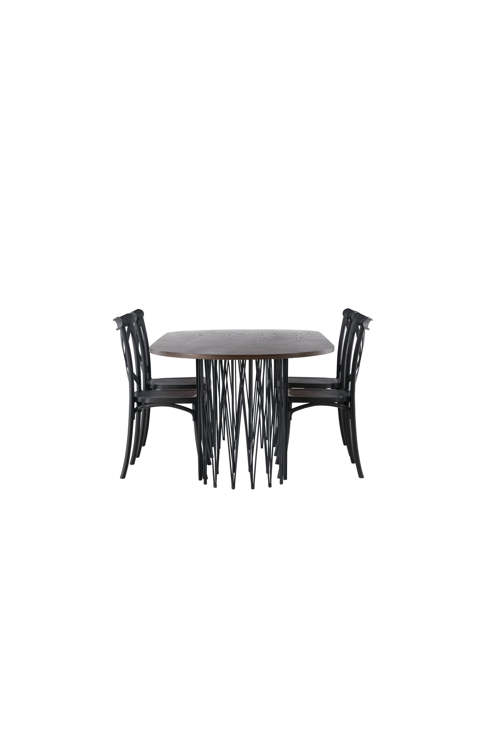 Stone Esszimmerset + Crosett 220cm/4St. in Schwarz präsentiert im Onlineshop von KAQTU Design AG. Esszimmerset ist von Venture Home