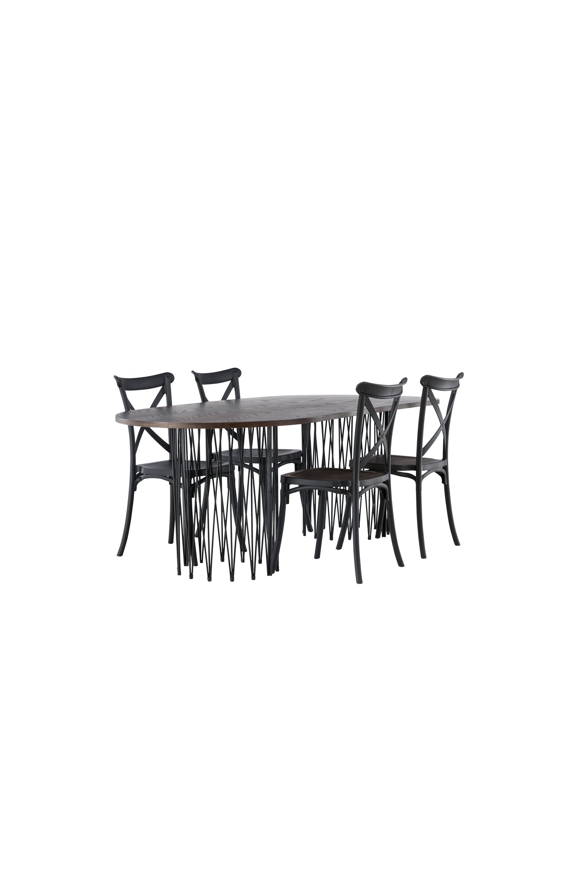 Stone Esszimmerset + Crosett 220cm/4St. in Schwarz präsentiert im Onlineshop von KAQTU Design AG. Esszimmerset ist von Venture Home
