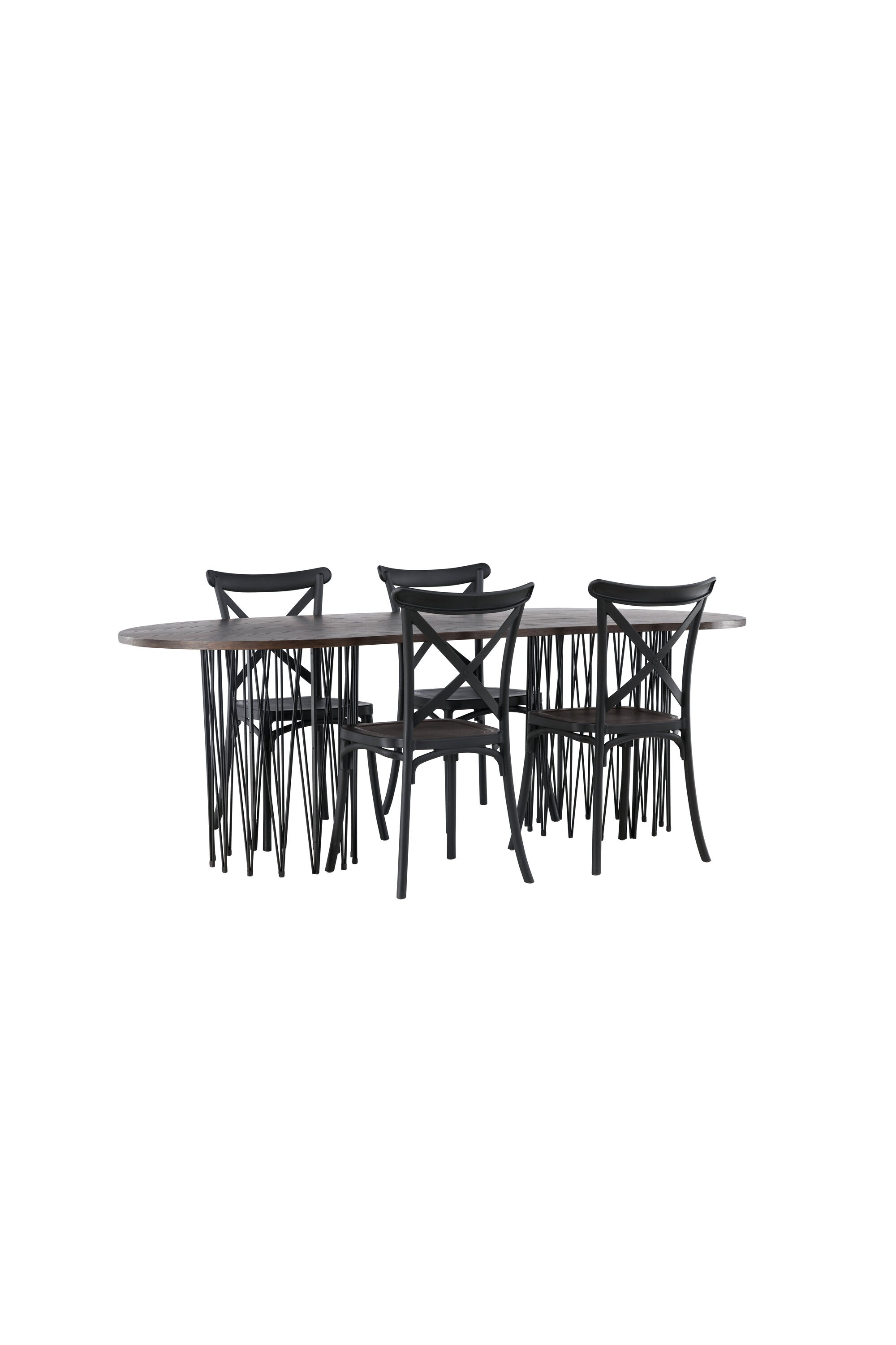 Stone Esszimmerset + Crosett 220cm/4St. in Schwarz präsentiert im Onlineshop von KAQTU Design AG. Esszimmerset ist von Venture Home