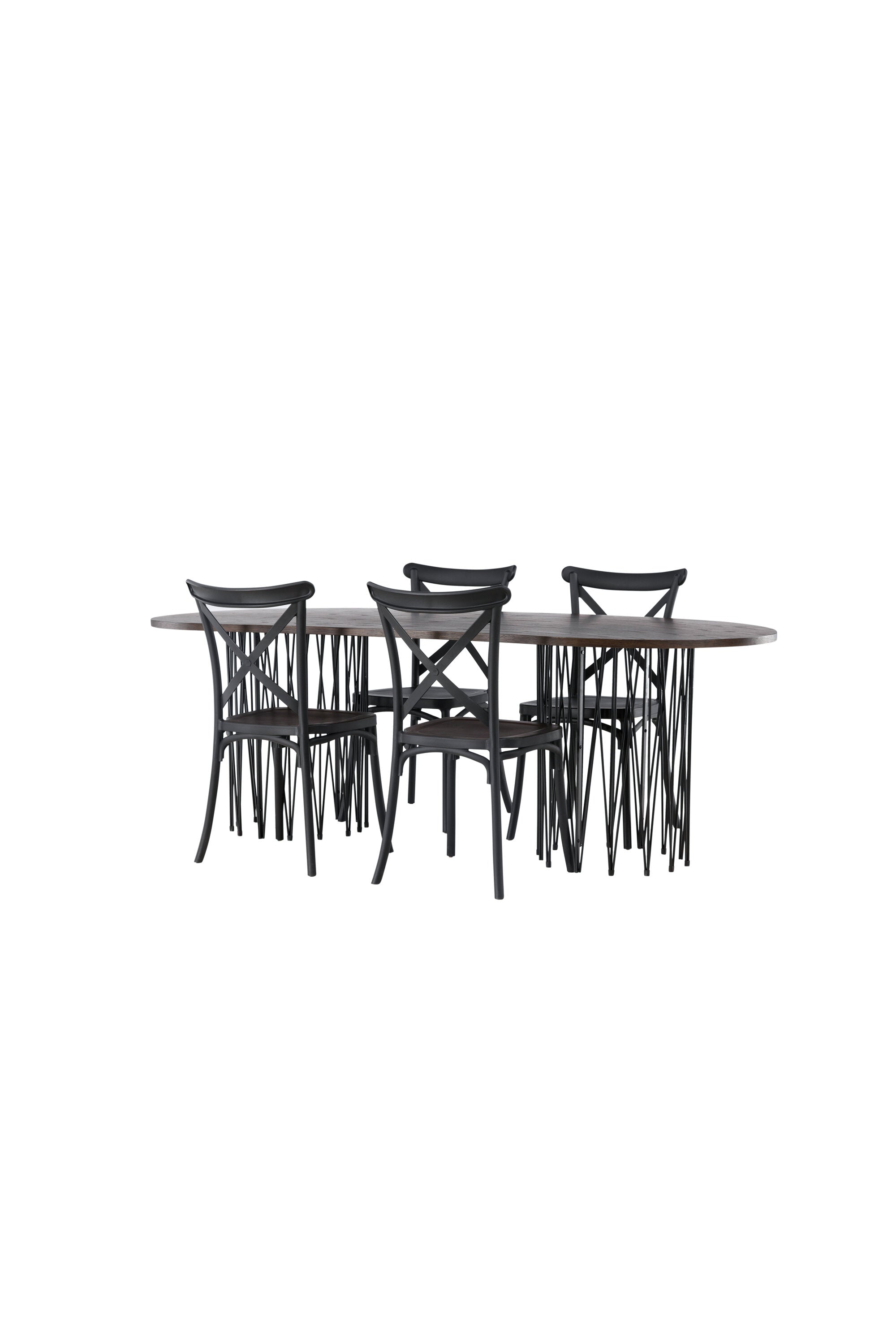 Stone Esszimmerset + Crosett 220cm/4St. in Schwarz präsentiert im Onlineshop von KAQTU Design AG. Esszimmerset ist von Venture Home