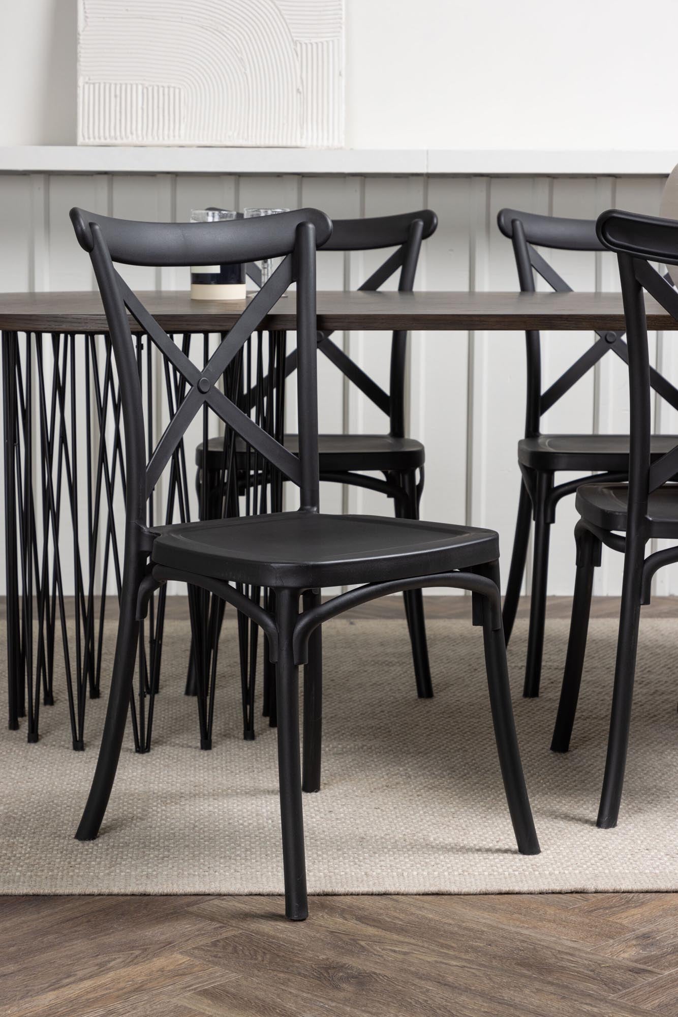 Modernes Esszimmerset Stone 220cm mit 4 Crosett Stühlen, Venture Home.