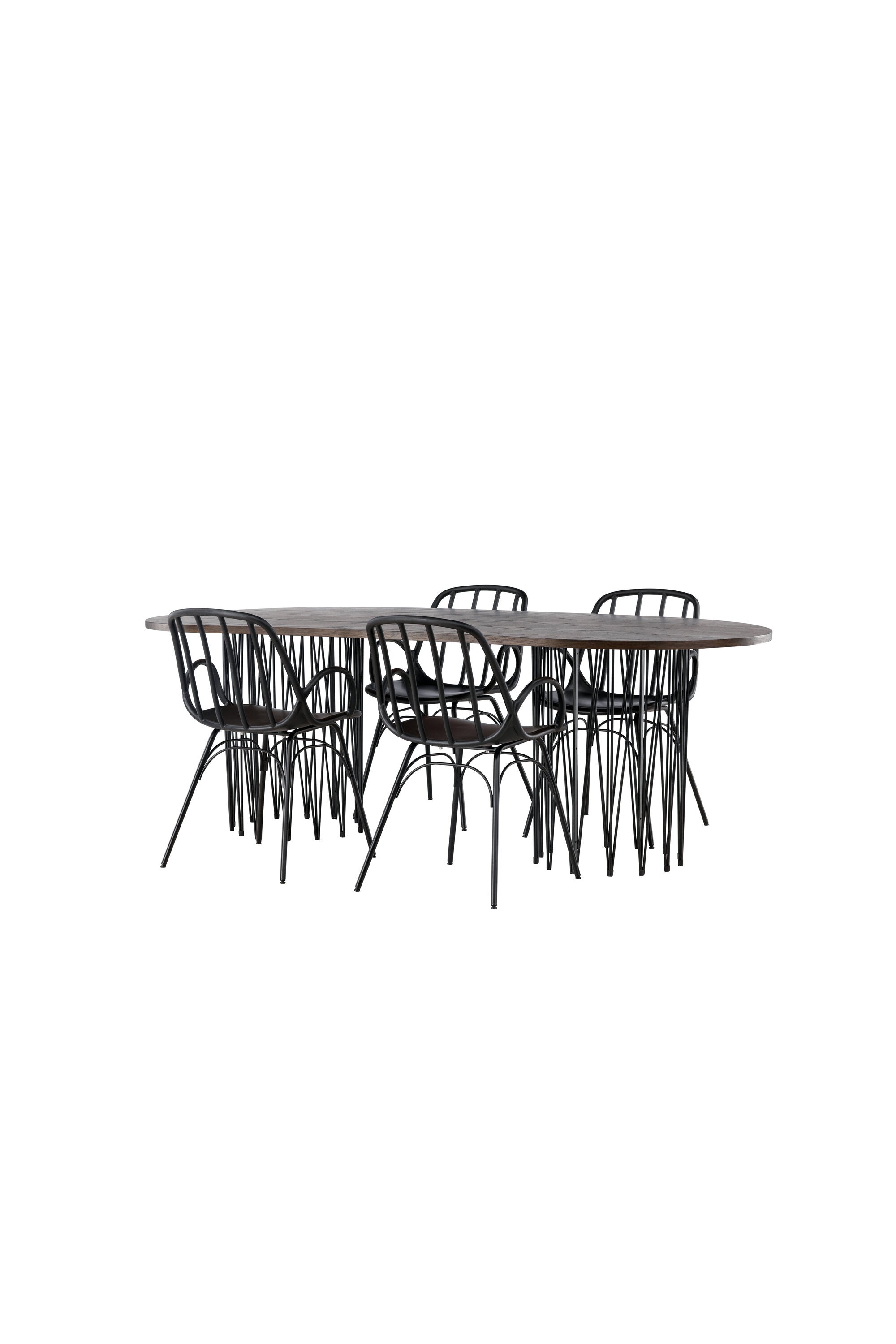 Stone Esszimmerset + Dyrön 220cm/4St. in Schwarz präsentiert im Onlineshop von KAQTU Design AG. Esszimmerset ist von Venture Home