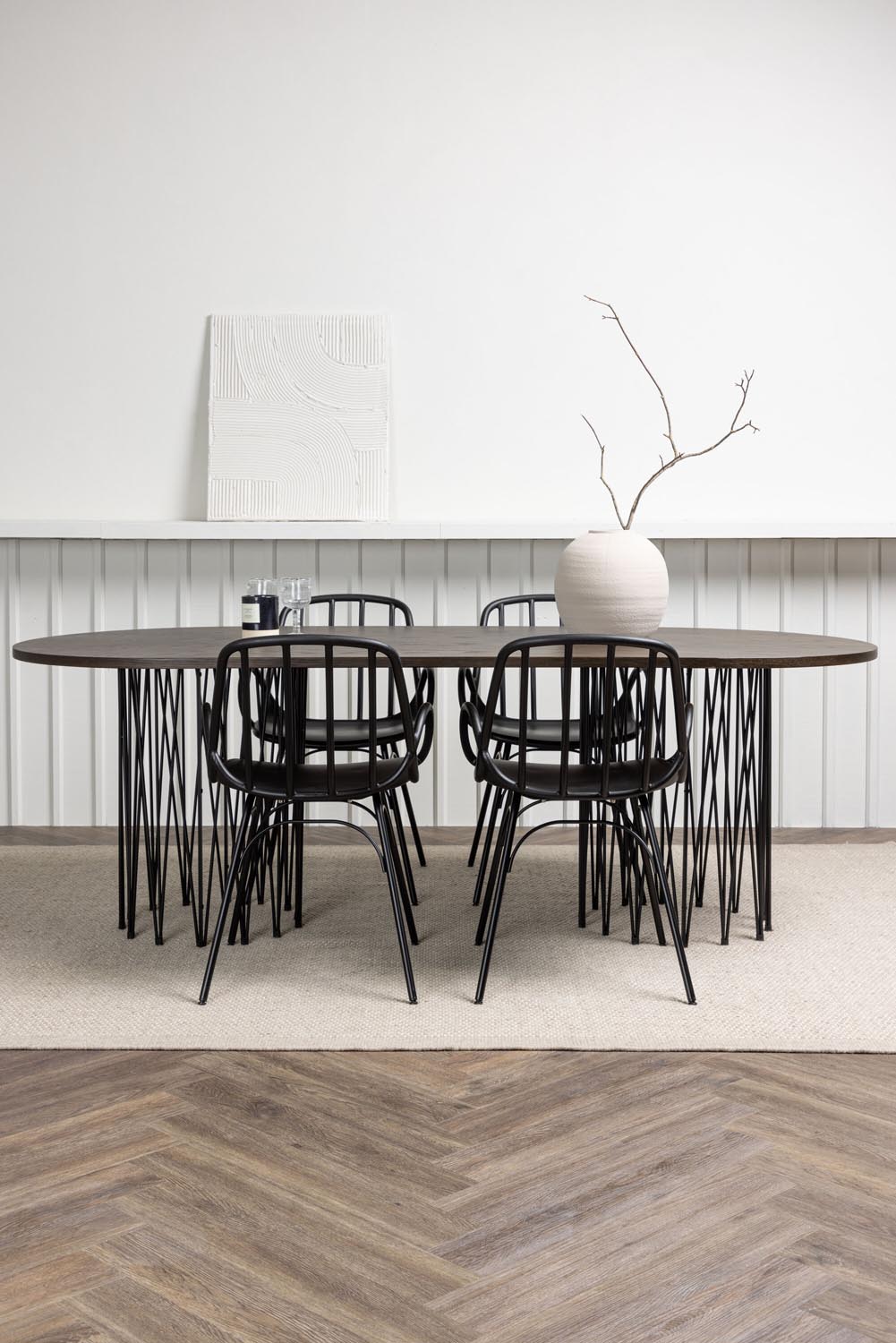 Stone Esszimmerset + Dyrön 220cm/4St. in Schwarz präsentiert im Onlineshop von KAQTU Design AG. Esszimmerset ist von Venture Home