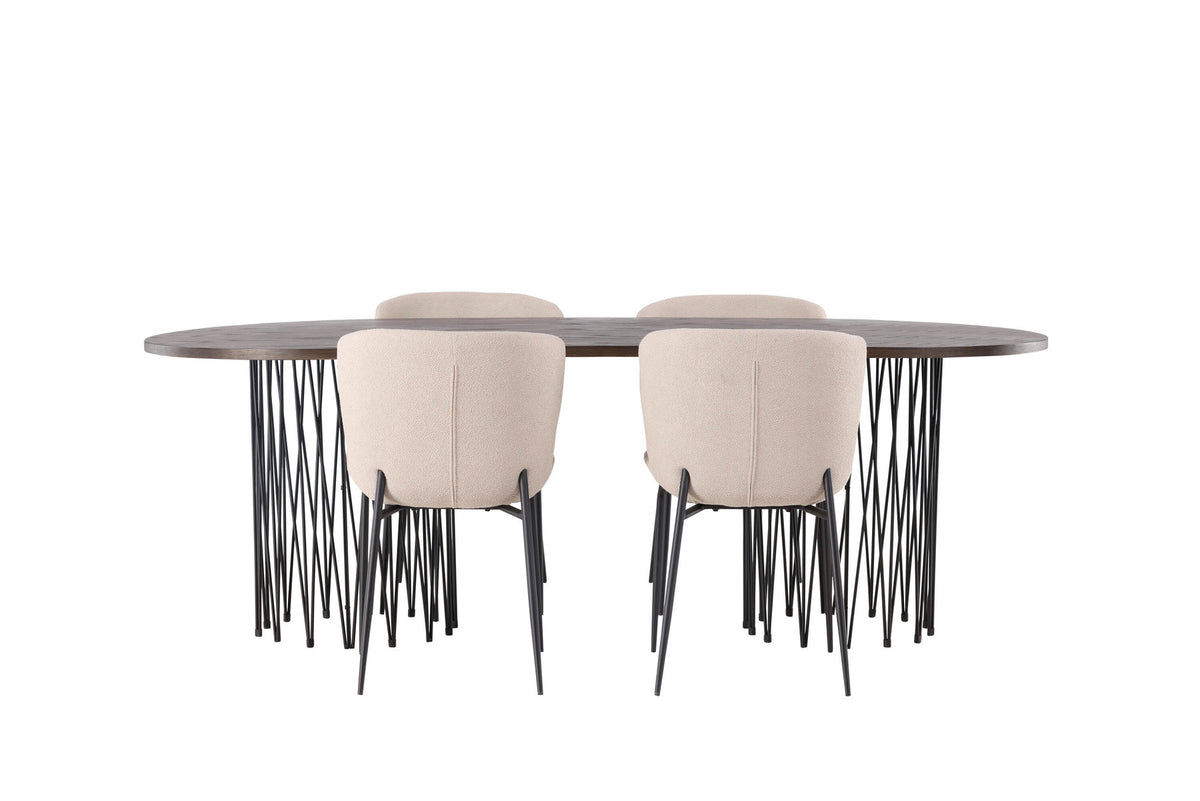Stone Esszimmerset + Modesto 220cm/4St. in Schwarz, Beige präsentiert im Onlineshop von KAQTU Design AG. Esszimmerset ist von Venture Home