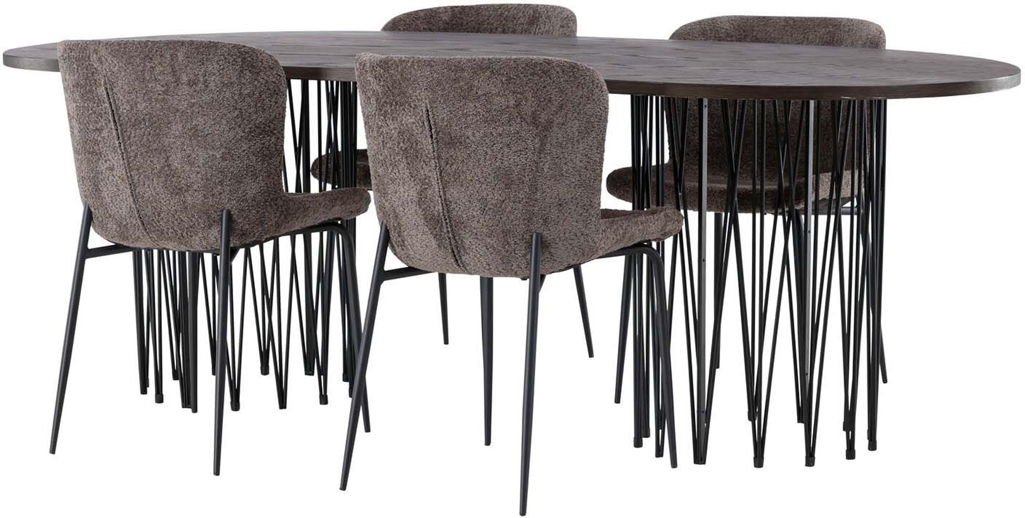 Elegantes Stone Esszimmerset mit Modesto-Stühlen, perfekt für gesellige Abende und stilvolle Esszimmergestaltung.